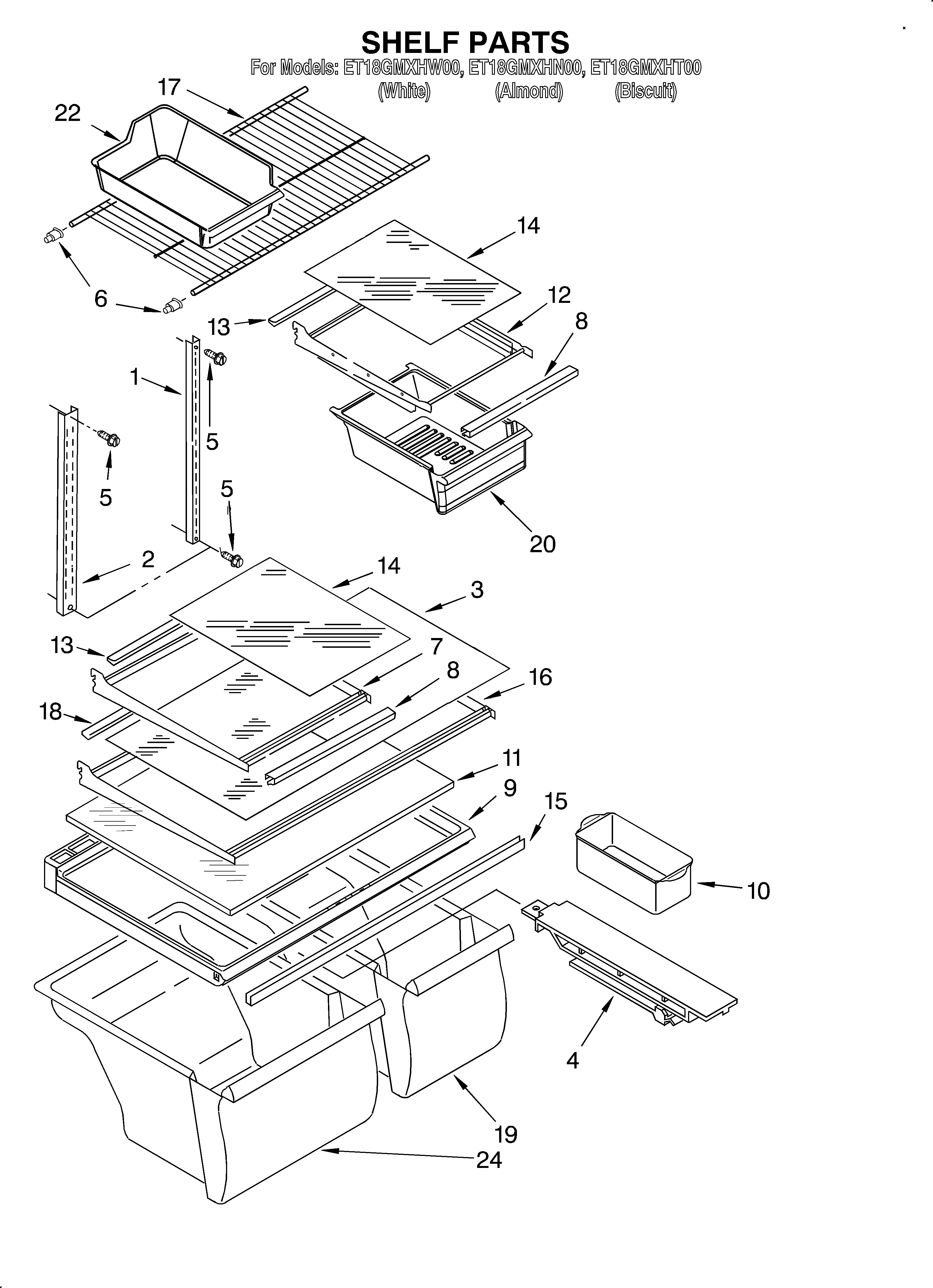 Whirlpool ET18GMXHT00 shelf/optional diagram