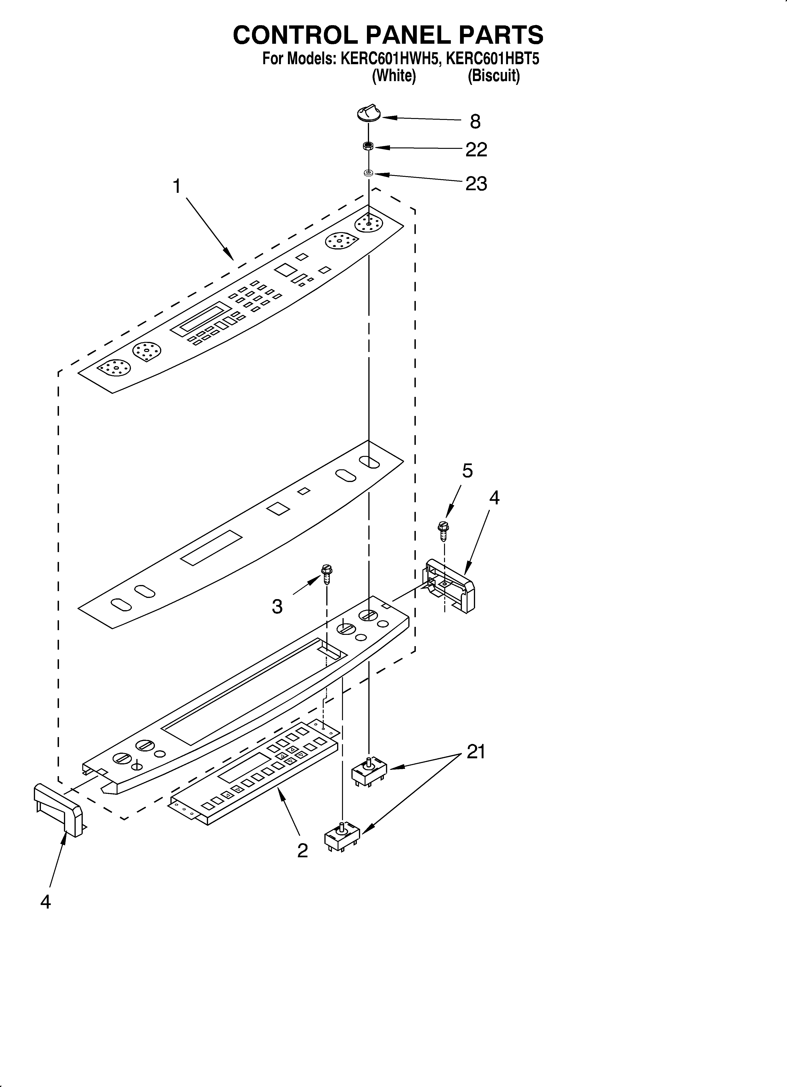 KitchenAid KERC601HBT5 control panel/optional diagram