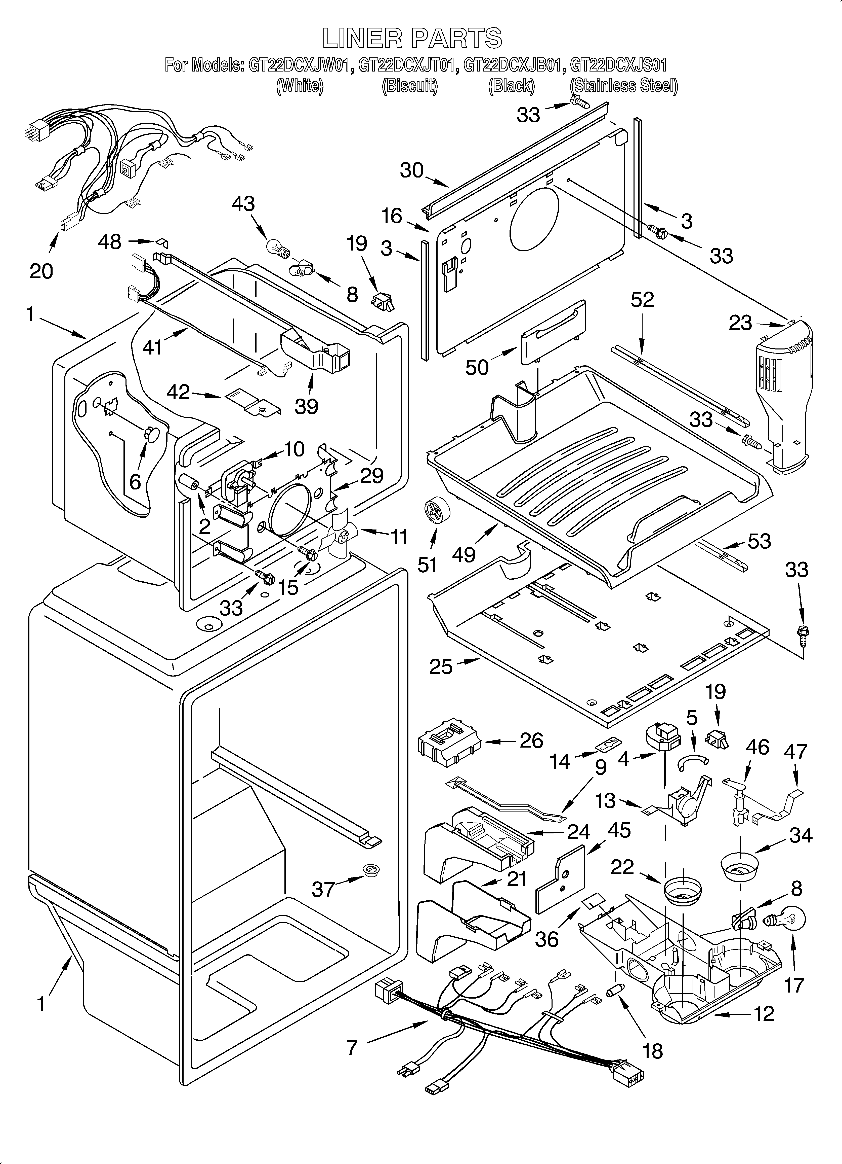 Whirlpool GT22DCXJW01 liner diagram