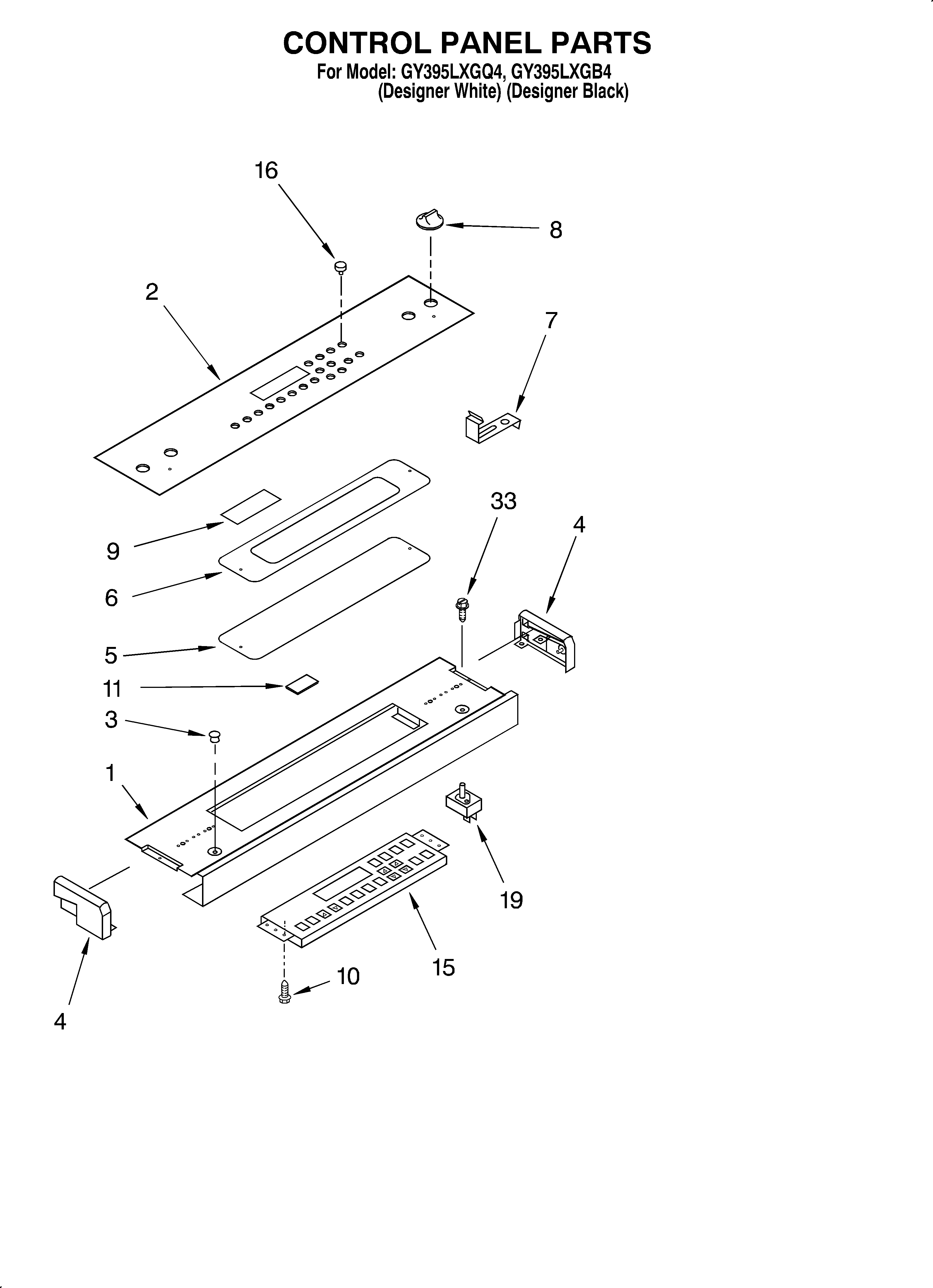 Whirlpool GY395LXGB4 control panel diagram