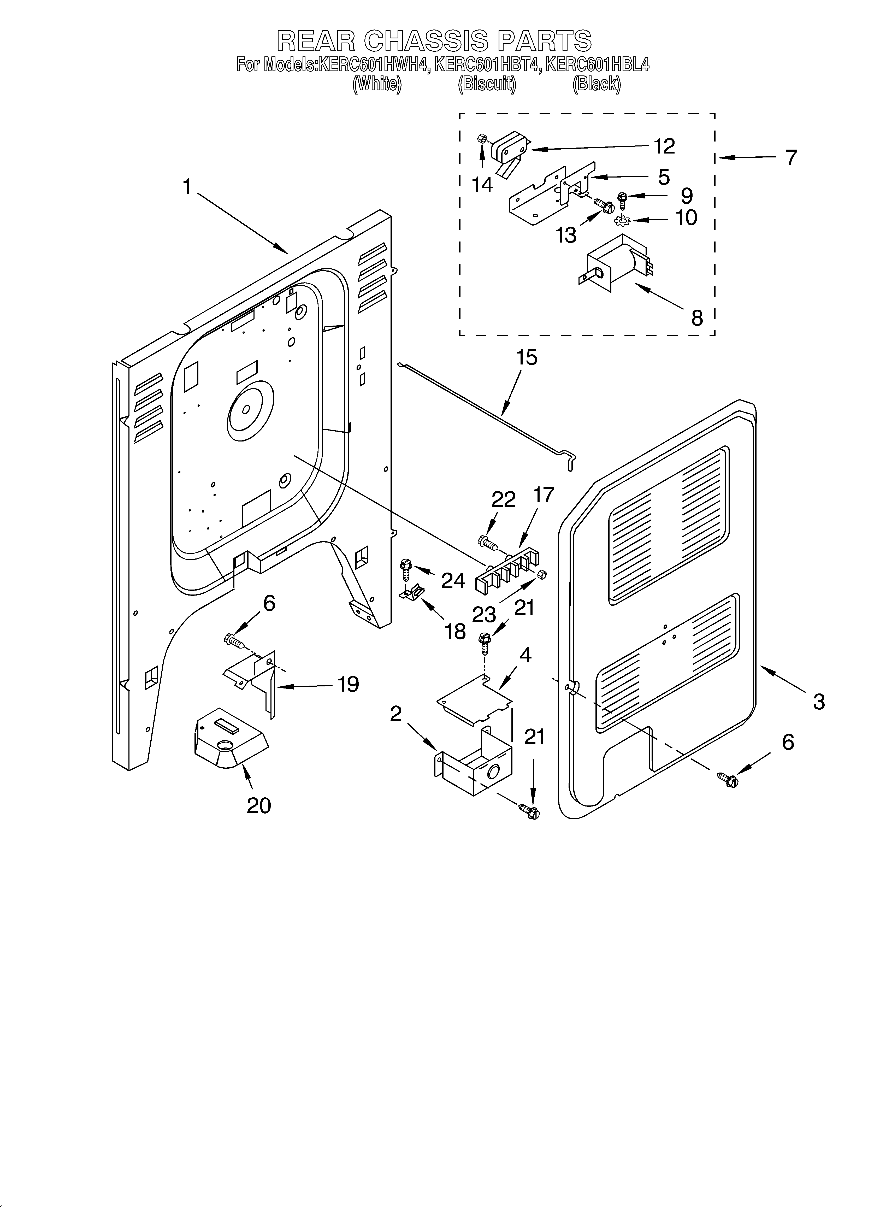 KitchenAid KERC601HBT4 rear chassis diagram