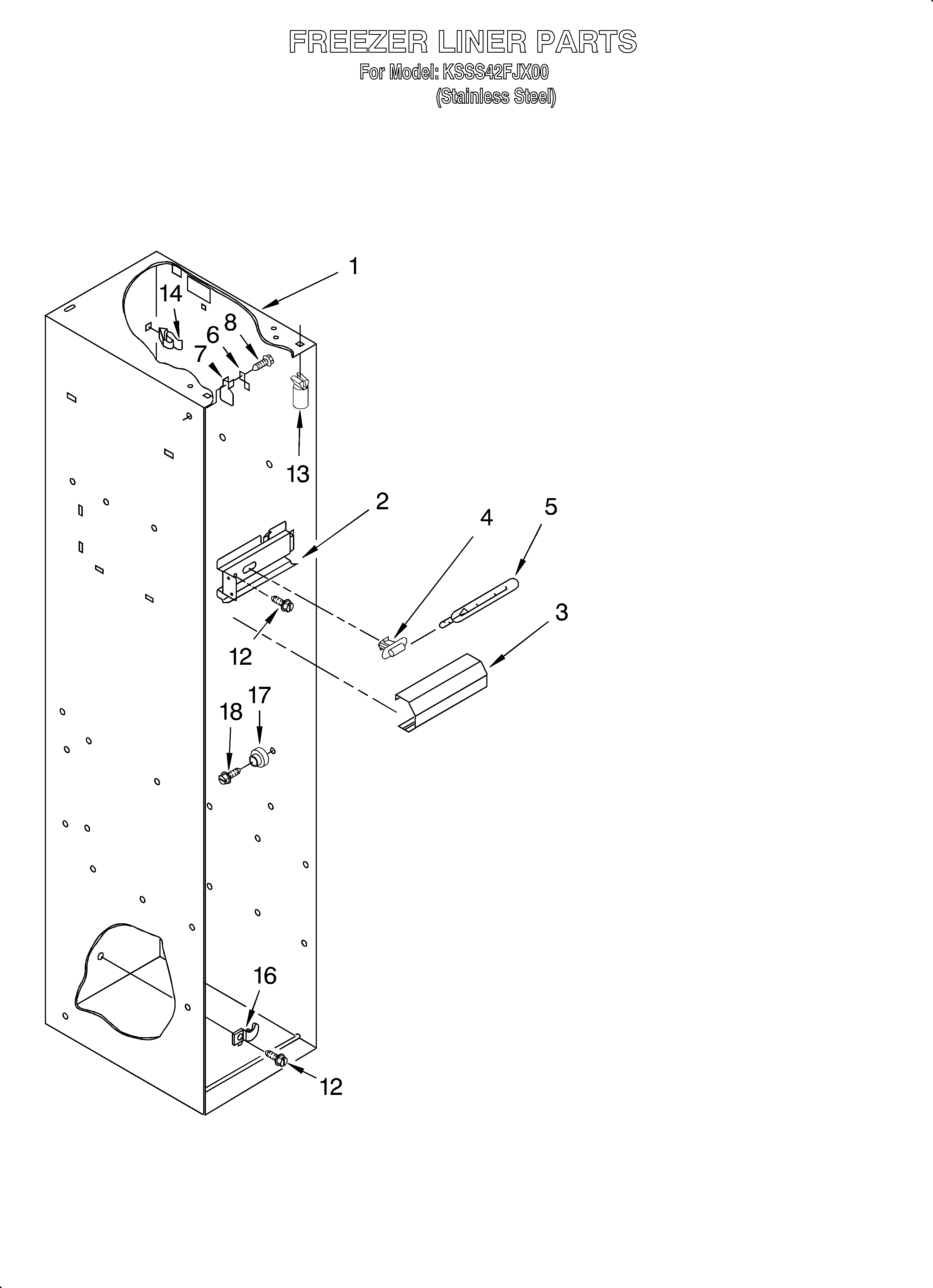 KitchenAid KSSS42FJX00 freezer liner diagram