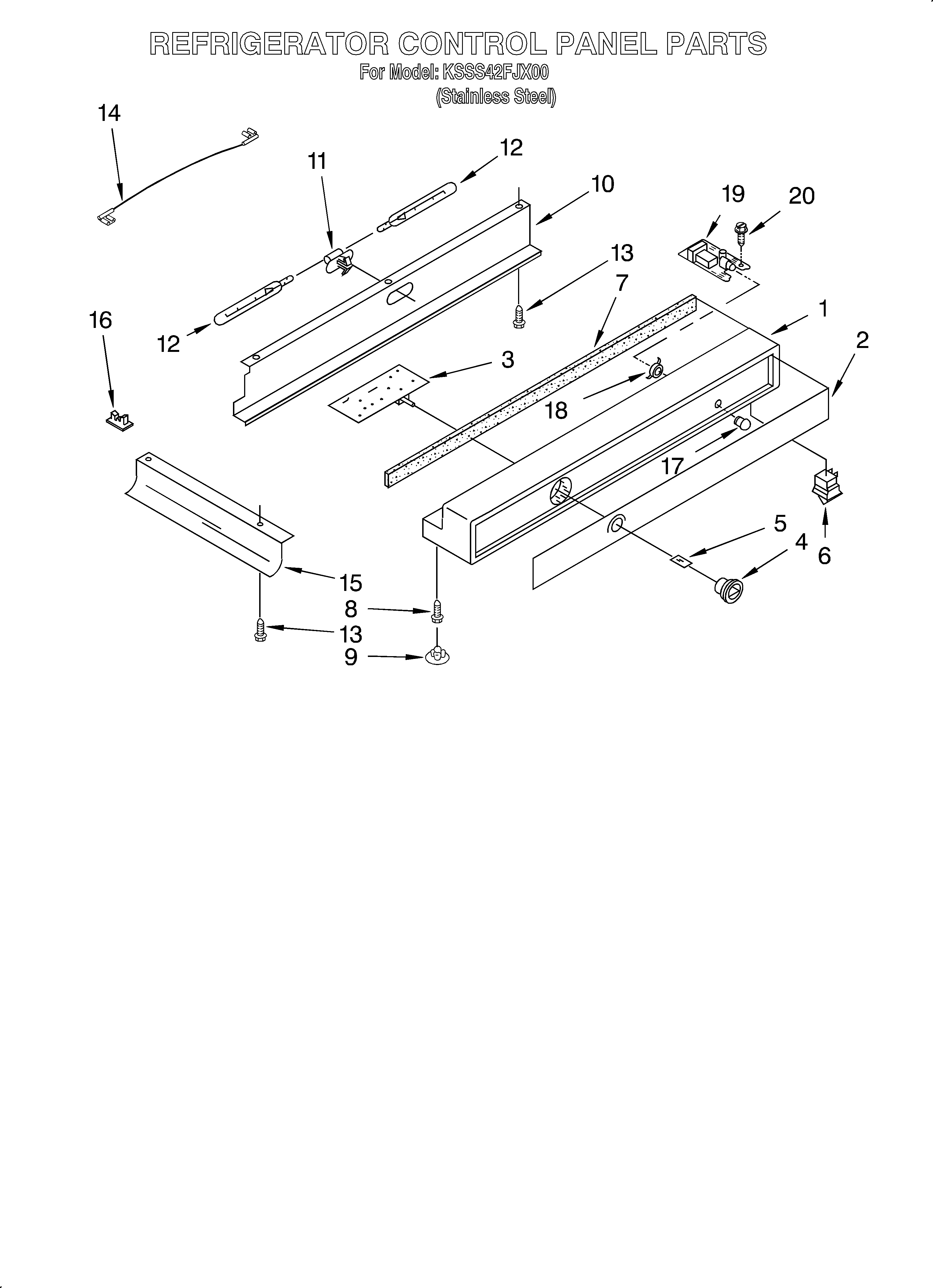 KitchenAid KSSS42FJX00 refrigerator control panel diagram