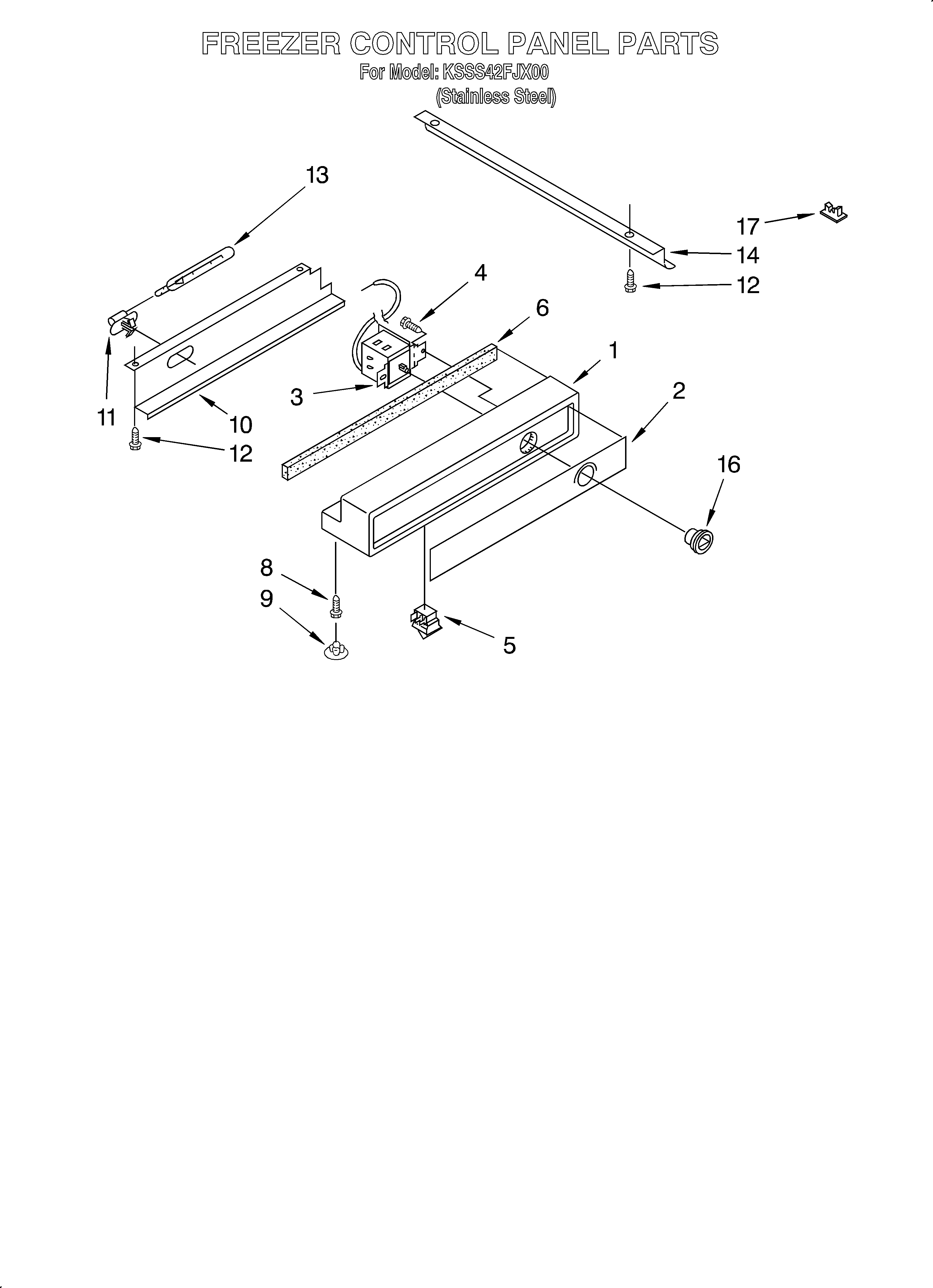 KitchenAid KSSS42FJX00 freezer control panel diagram