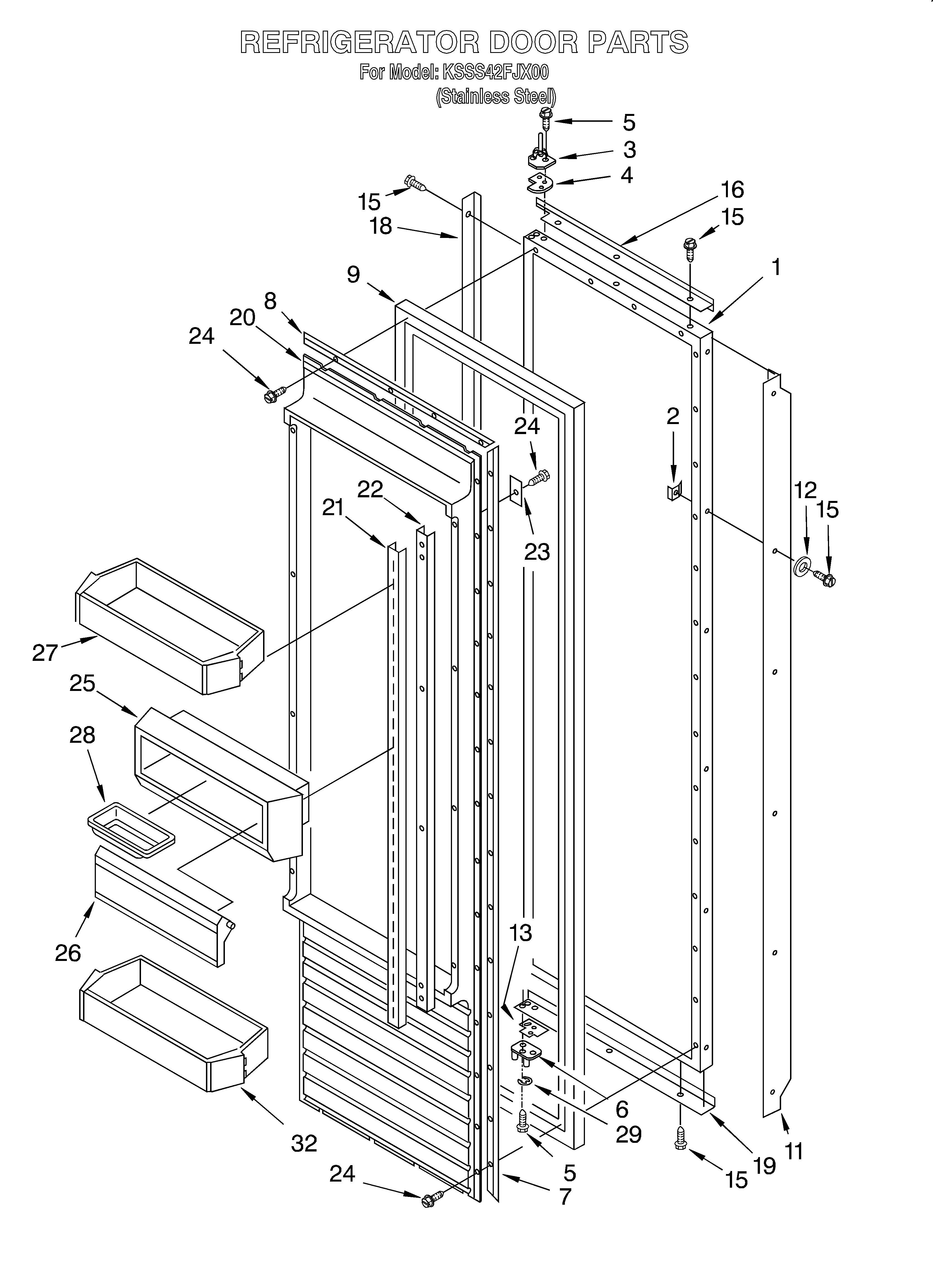 KitchenAid KSSS42FJX00 refrigerator door diagram