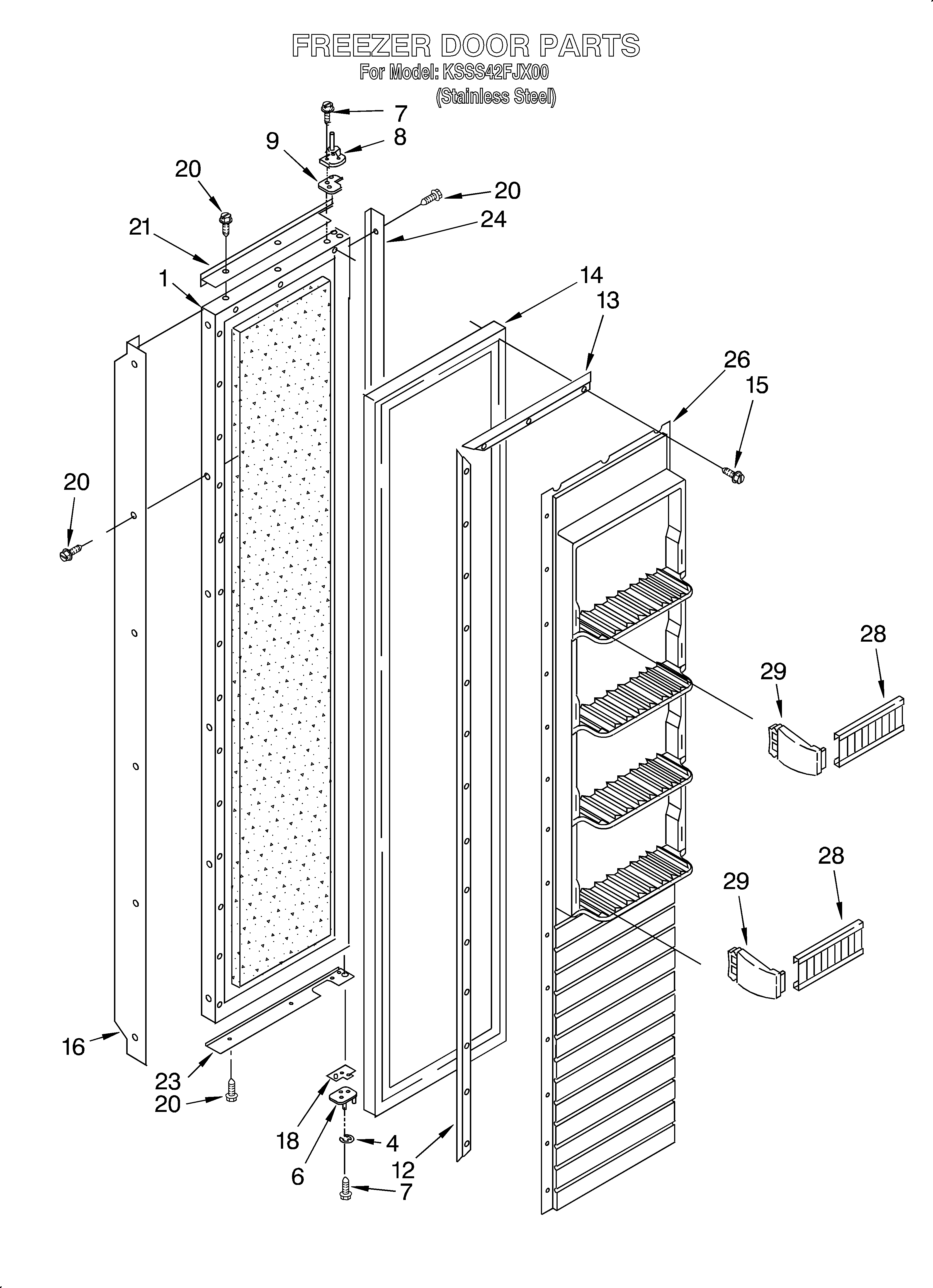 KitchenAid KSSS42FJX00 freezer door diagram