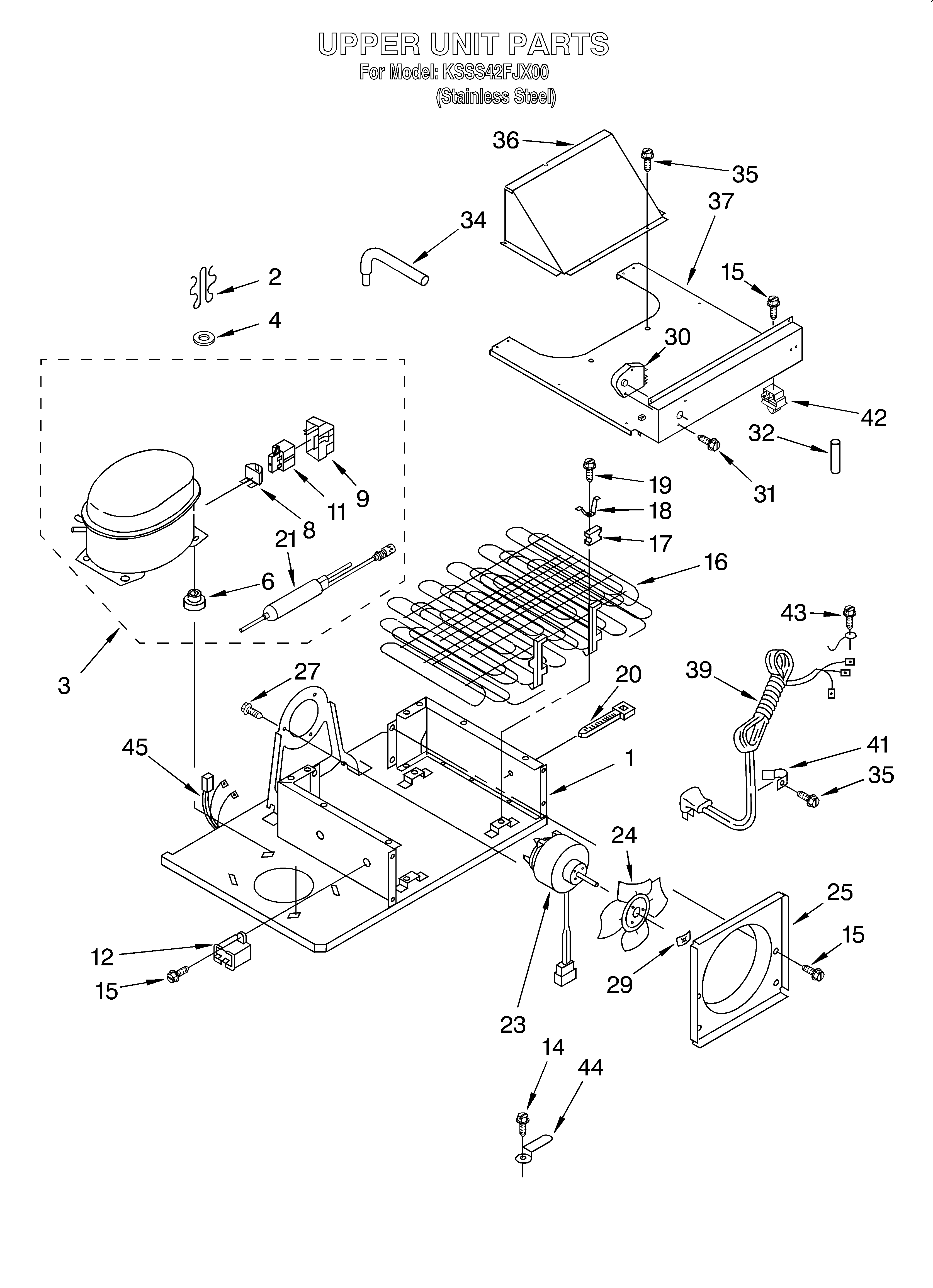 KitchenAid KSSS42FJX00 upper unit diagram