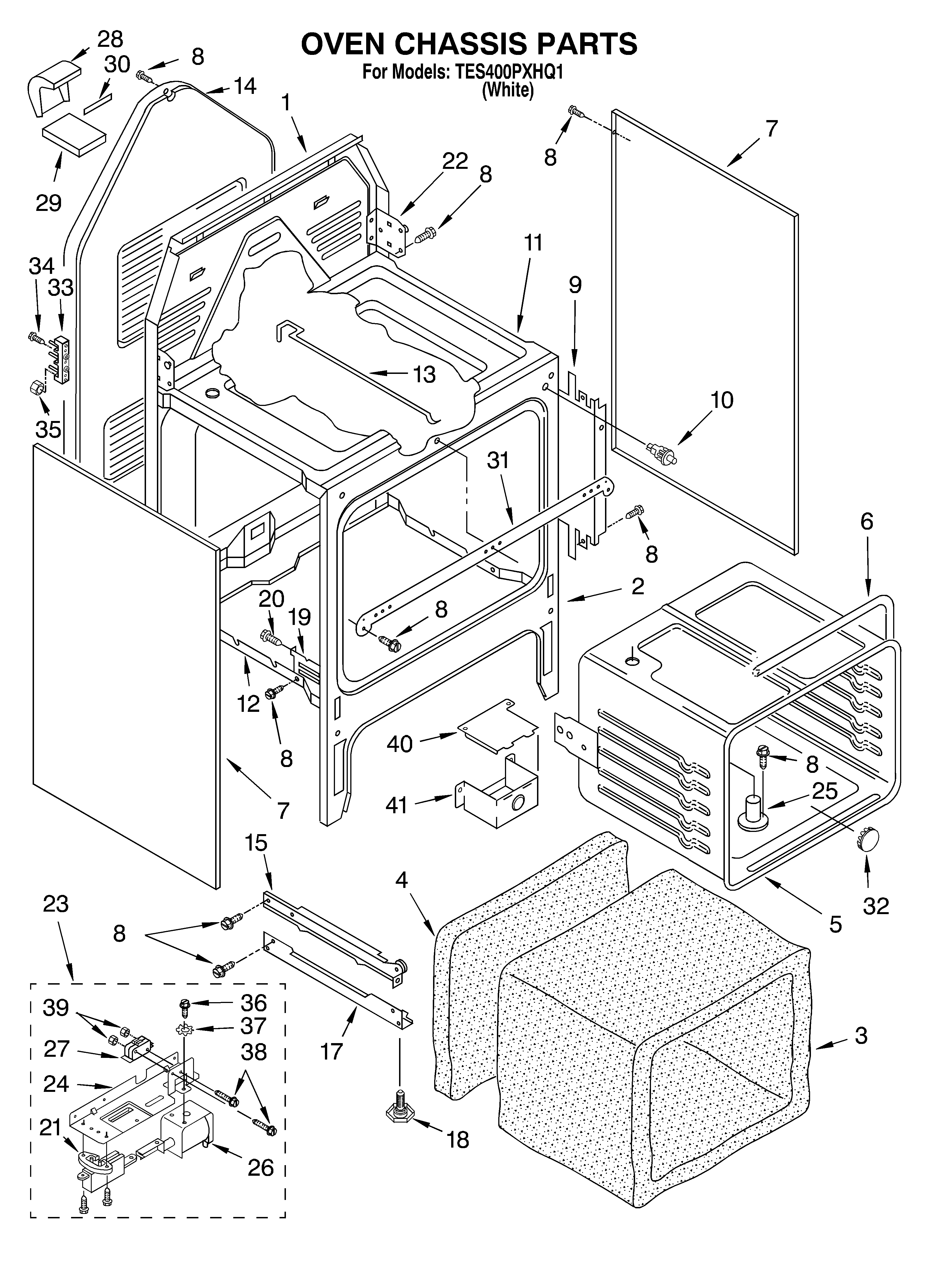 Estate TES400PXHQ1 oven chassis diagram