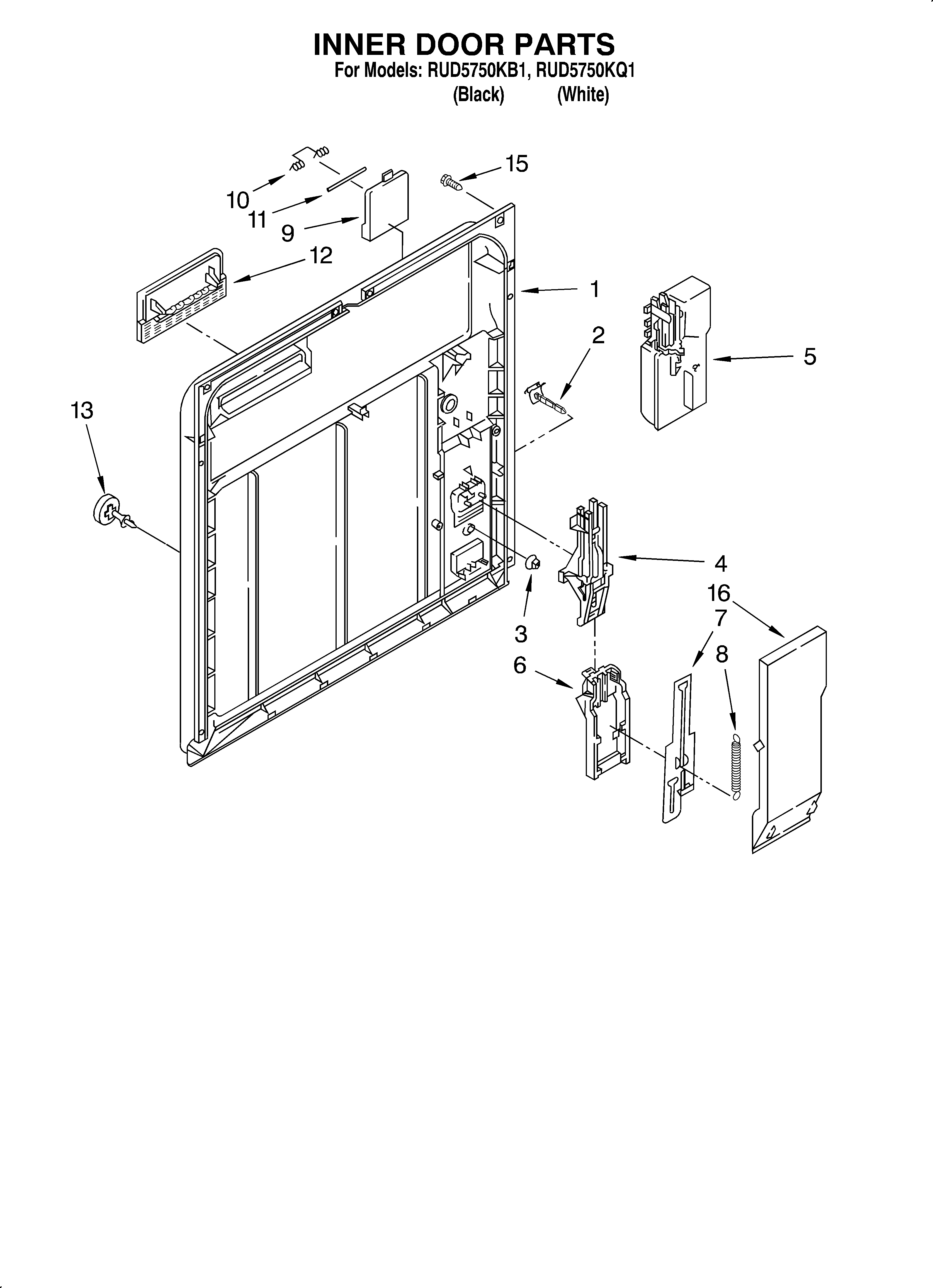 Roper RUD5750KB1 inner door diagram