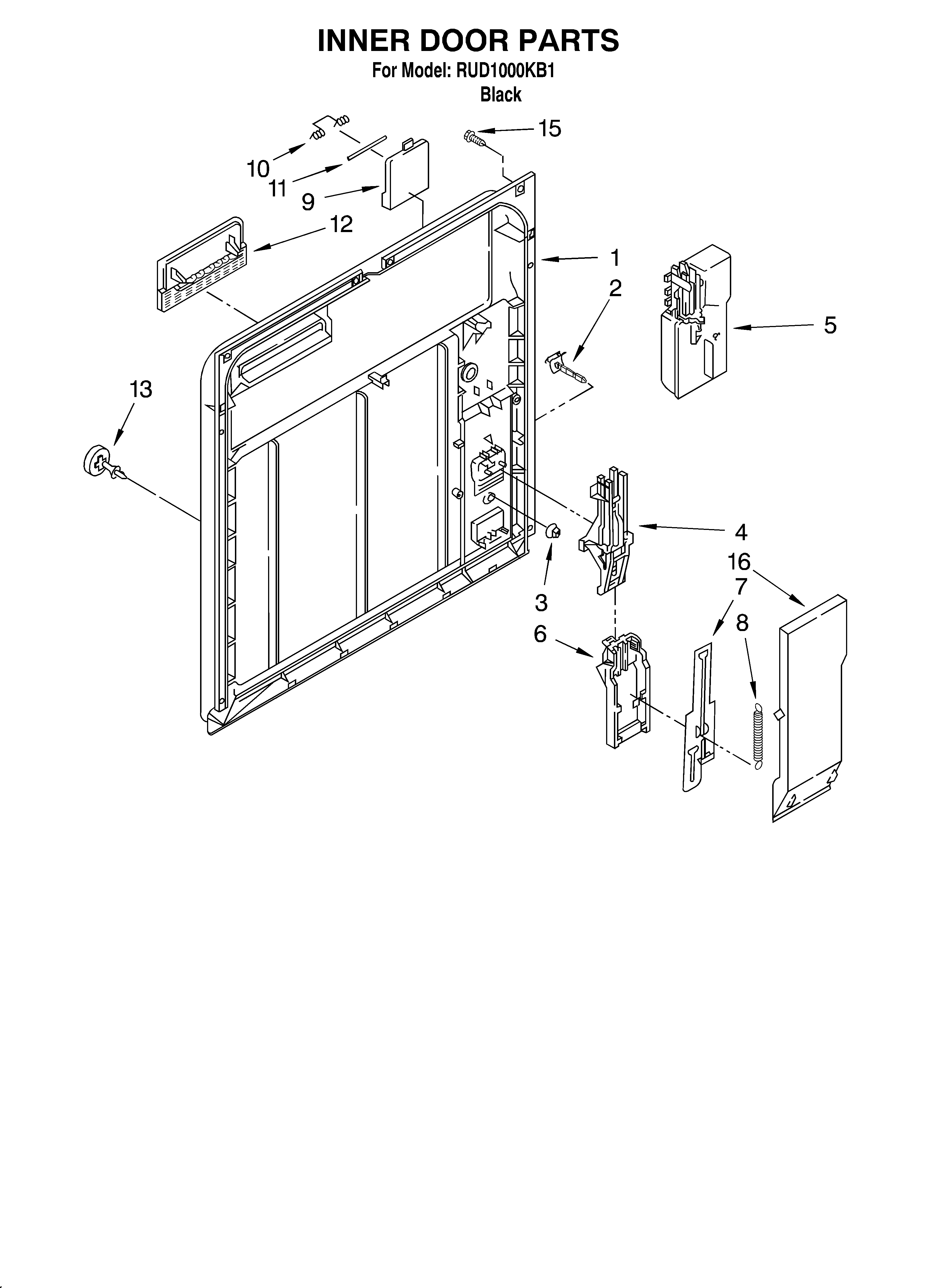 Roper RUD1000KB1 inner door diagram