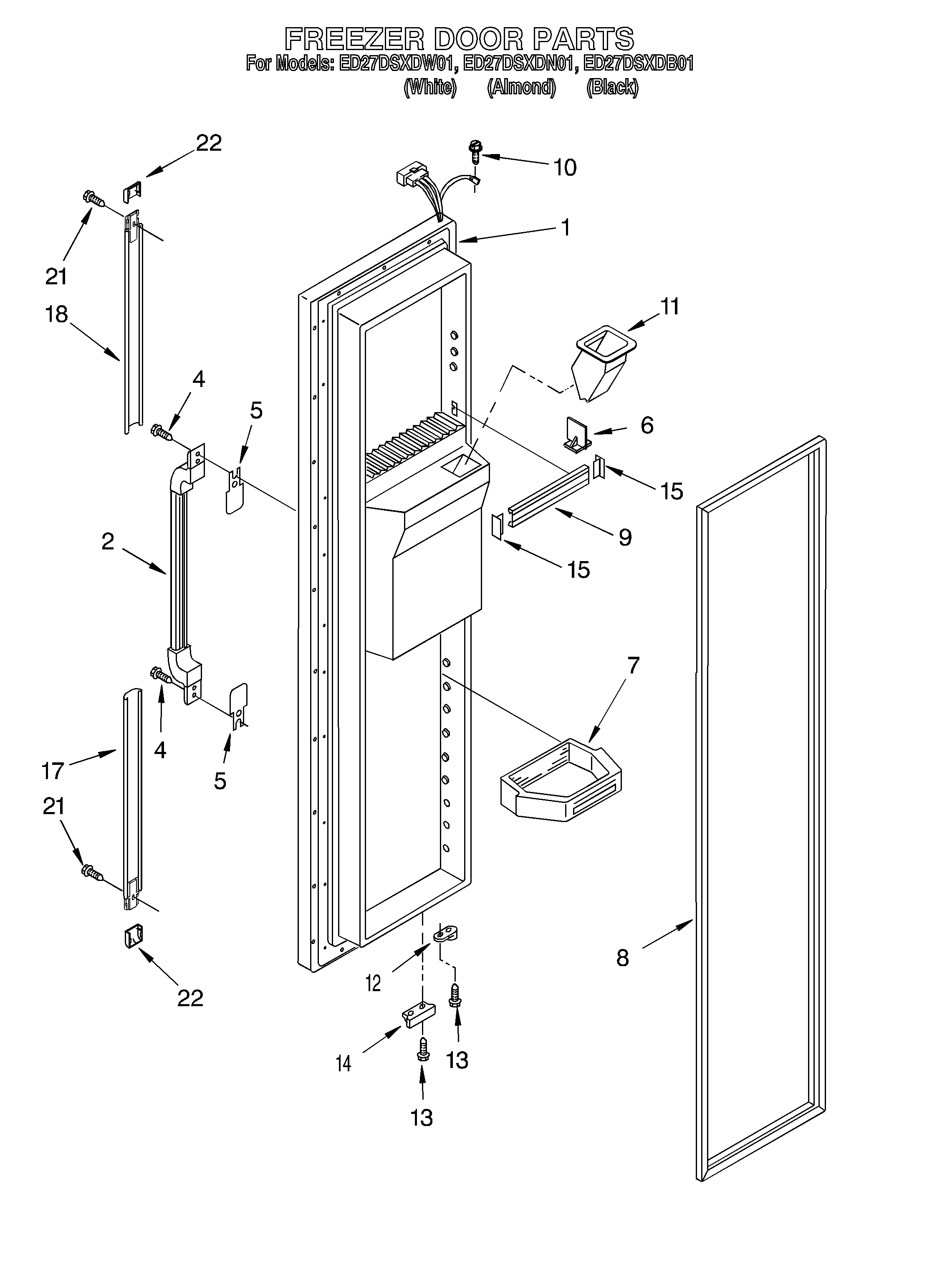Whirlpool ED27DSXDN01 freezer door diagram