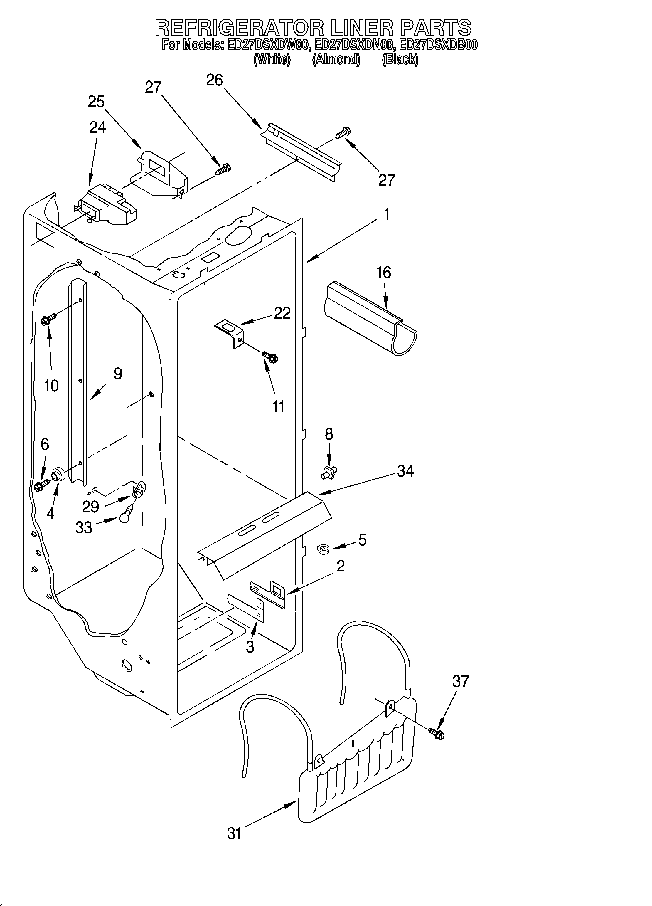 Whirlpool ED27DSXDW00 refrigerator liner diagram