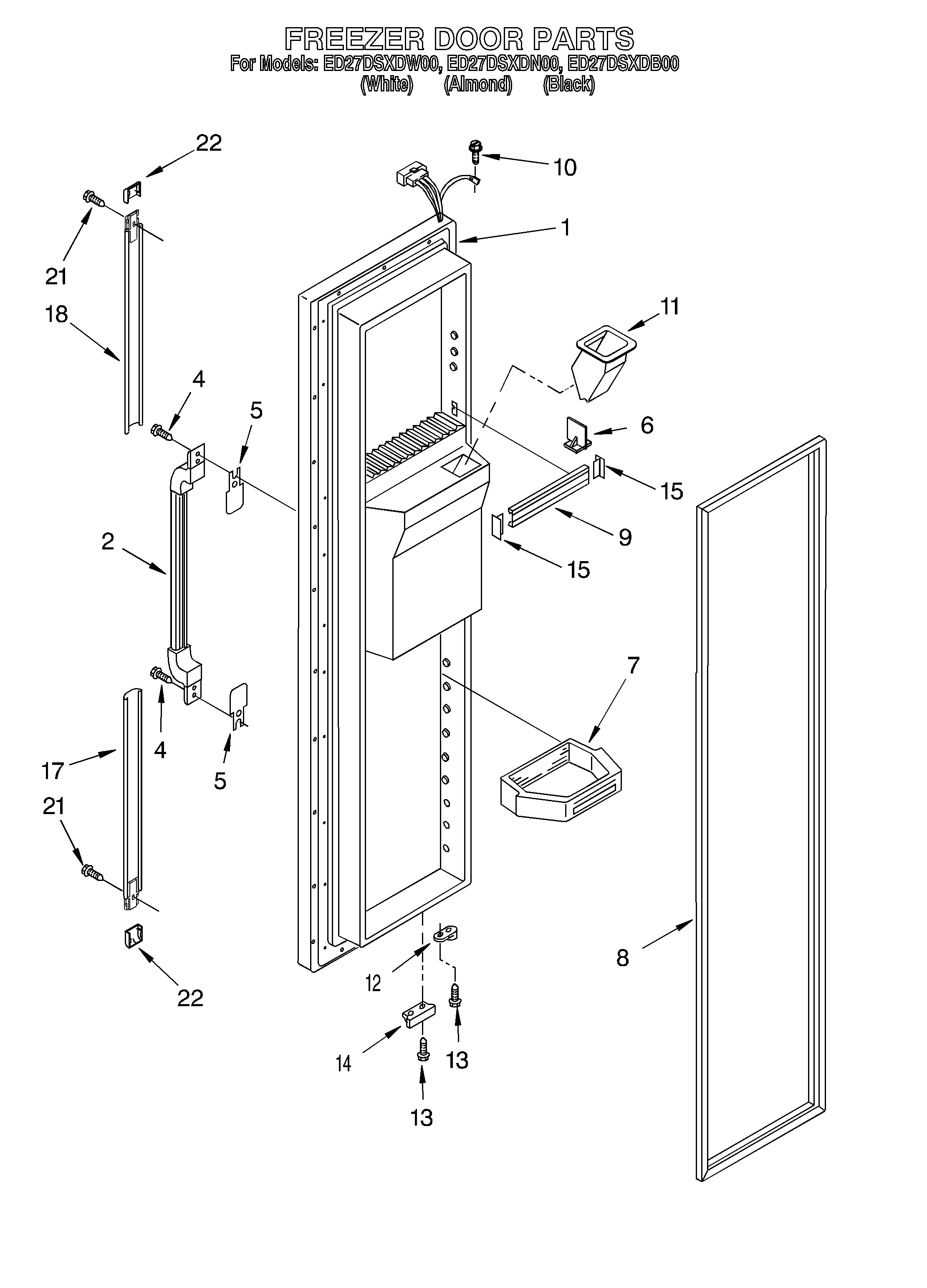 Whirlpool ED27DSXDW00 freezer door diagram