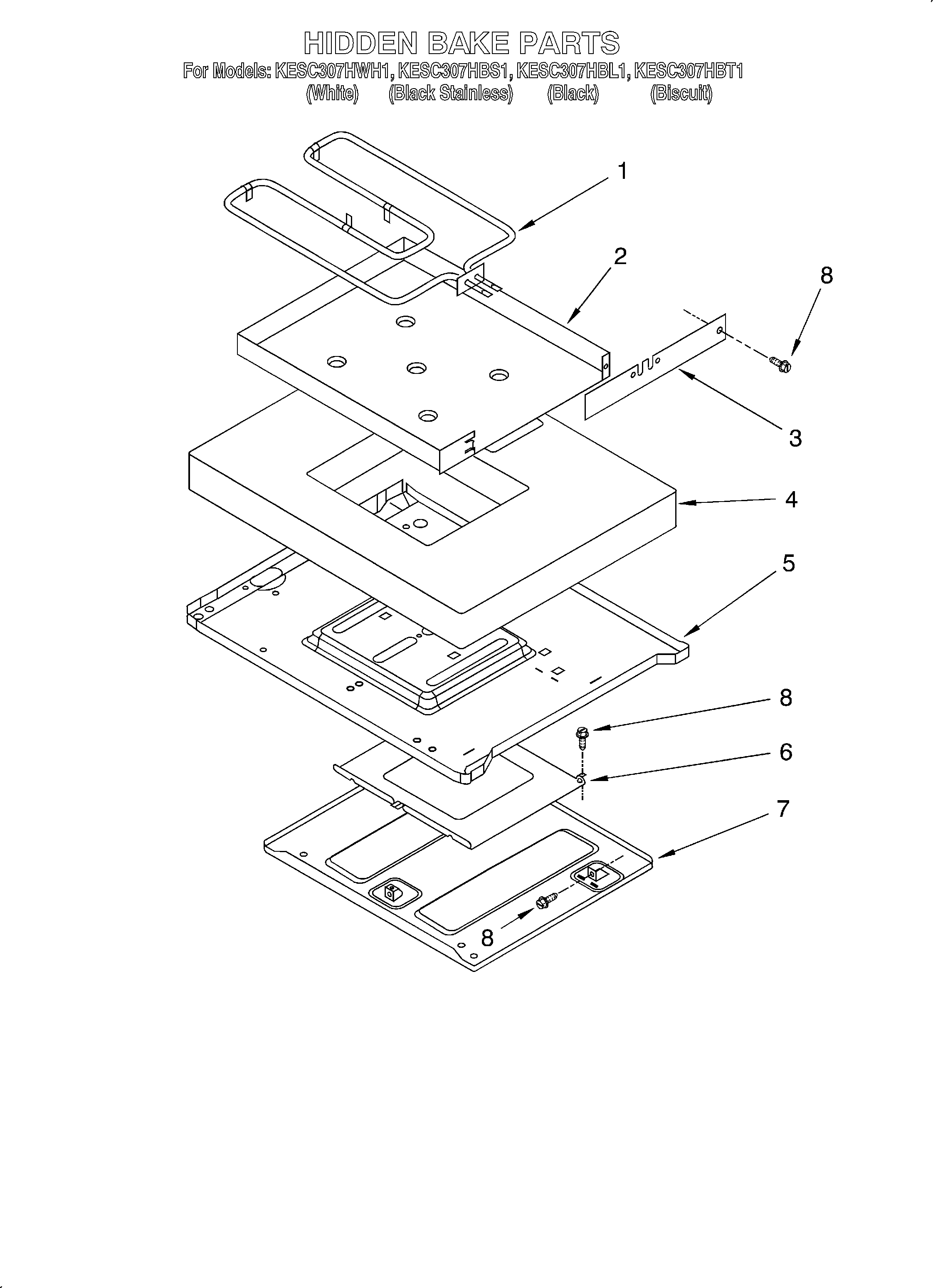 KitchenAid KESC307HBS1 hidden bake/optional diagram