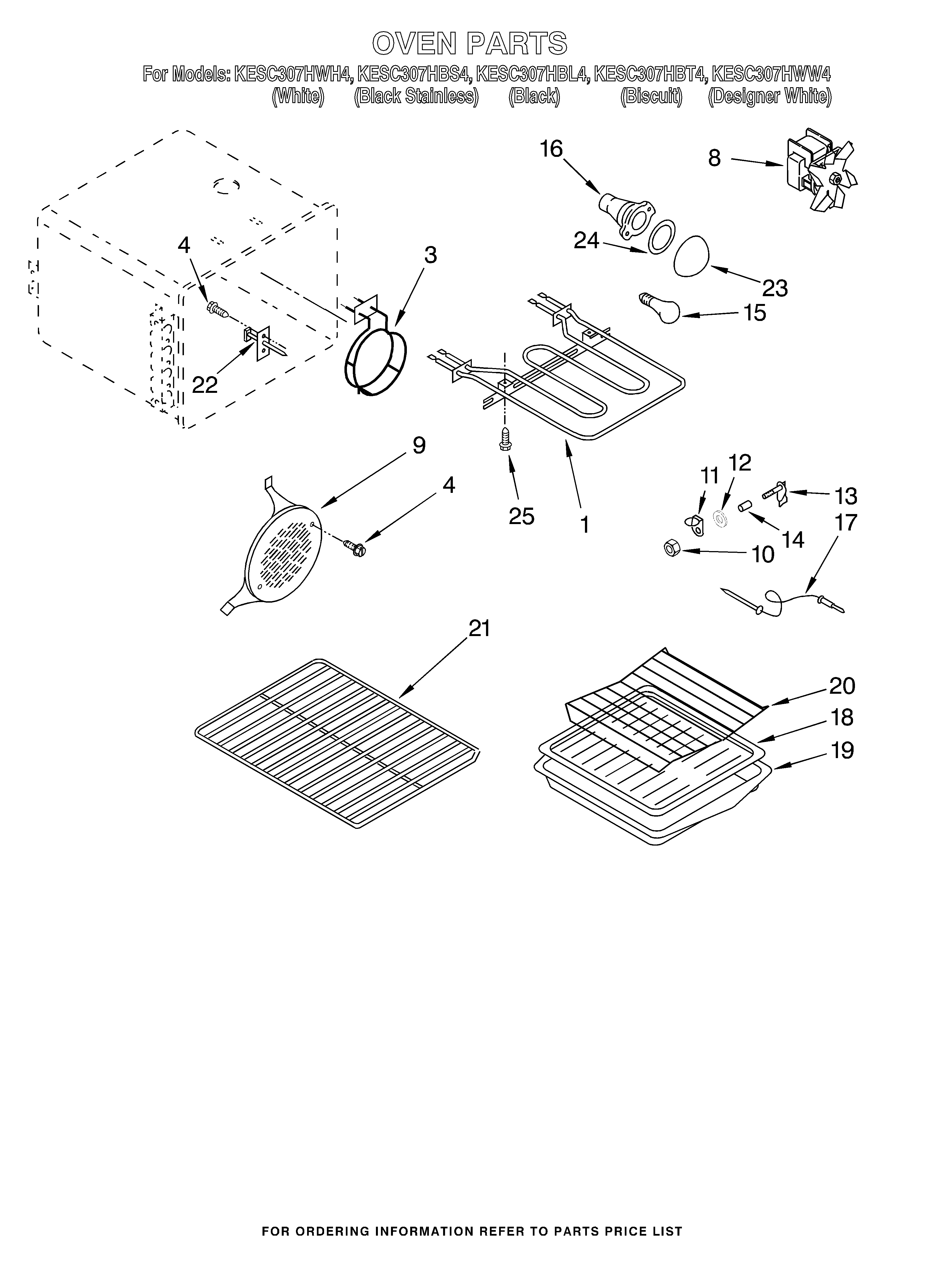 KitchenAid KESC307HWH4 oven diagram