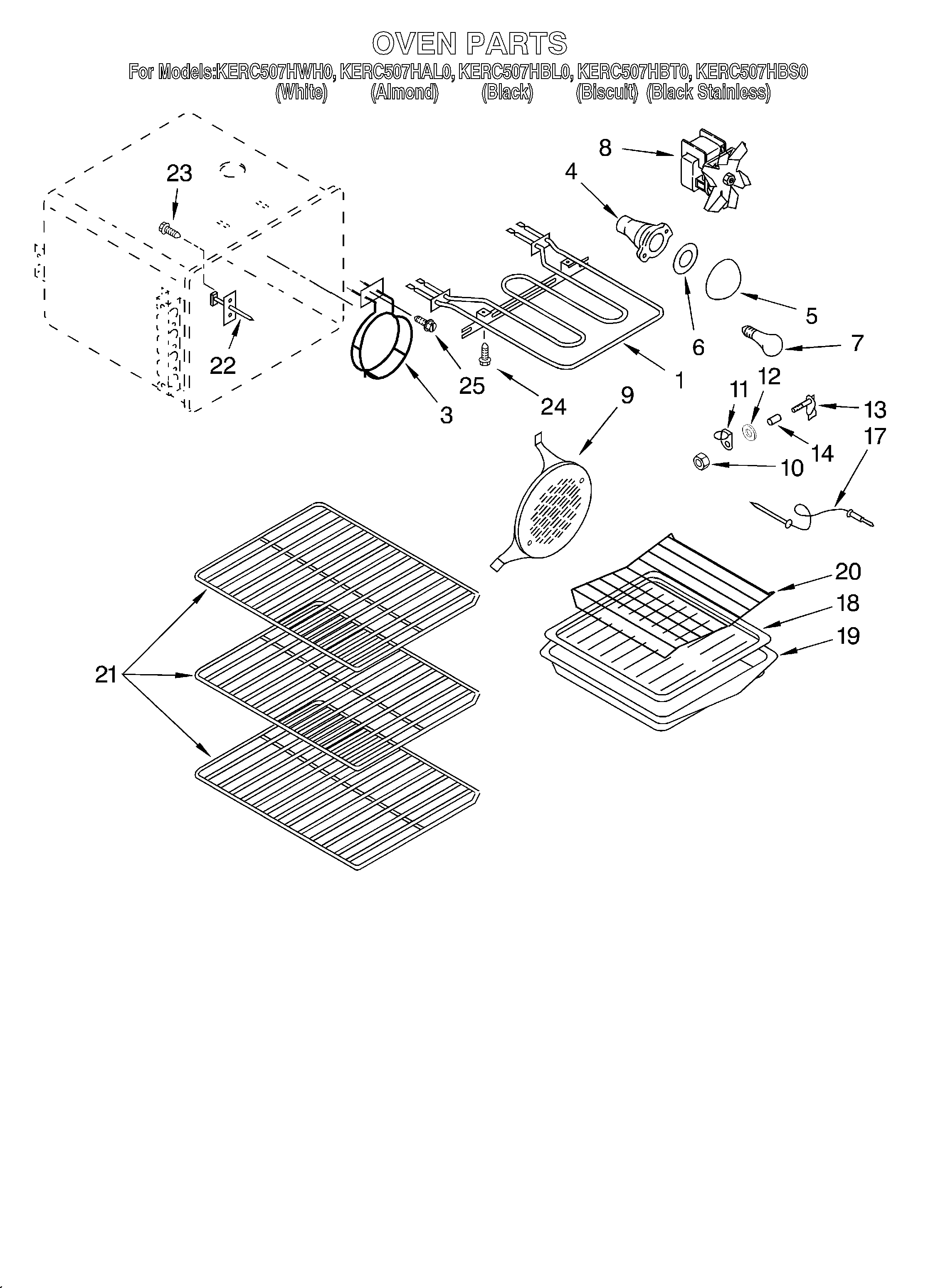 KitchenAid KERC507HBT0 oven diagram
