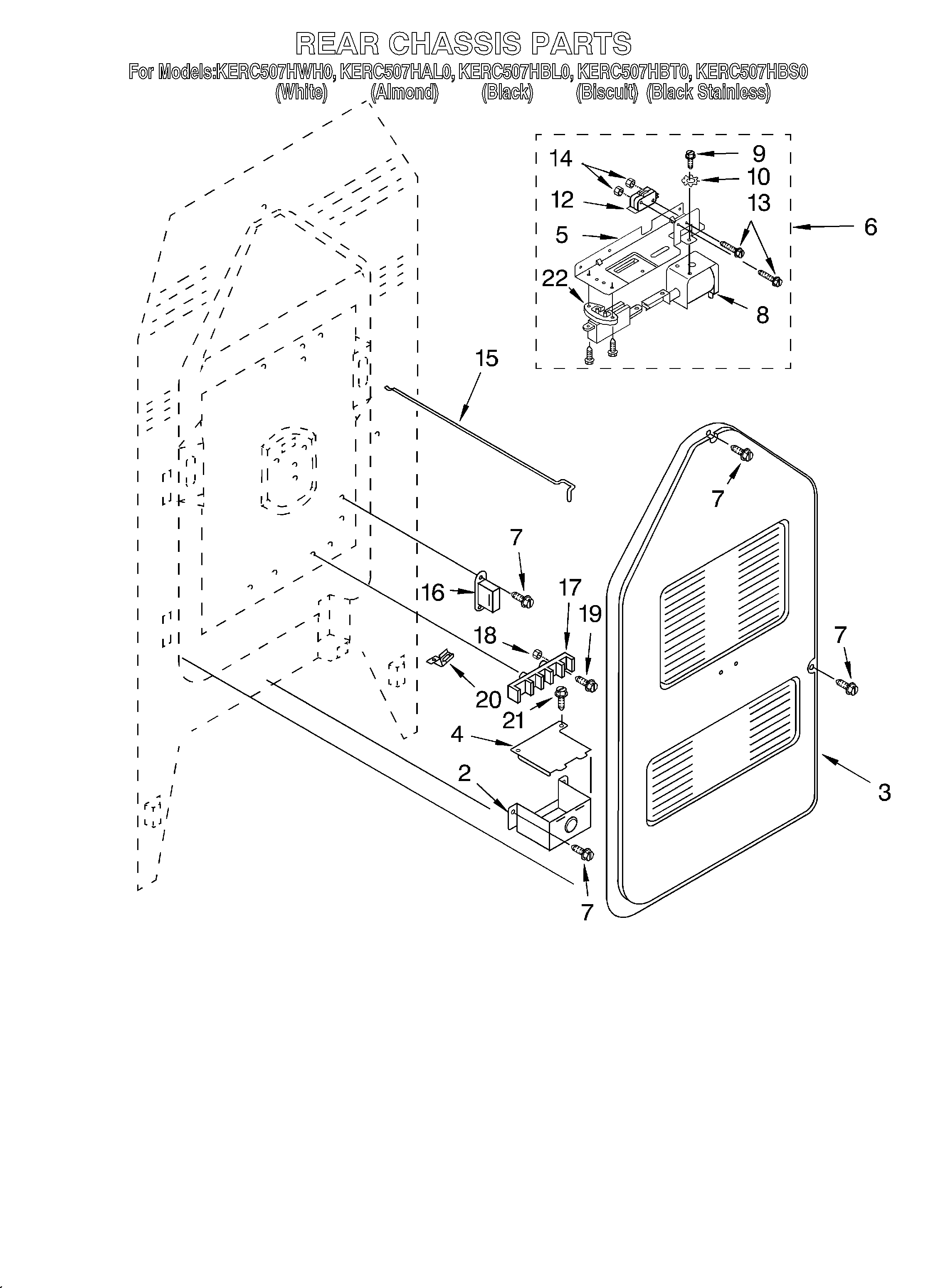 KitchenAid KERC507HBT0 rear chassis diagram