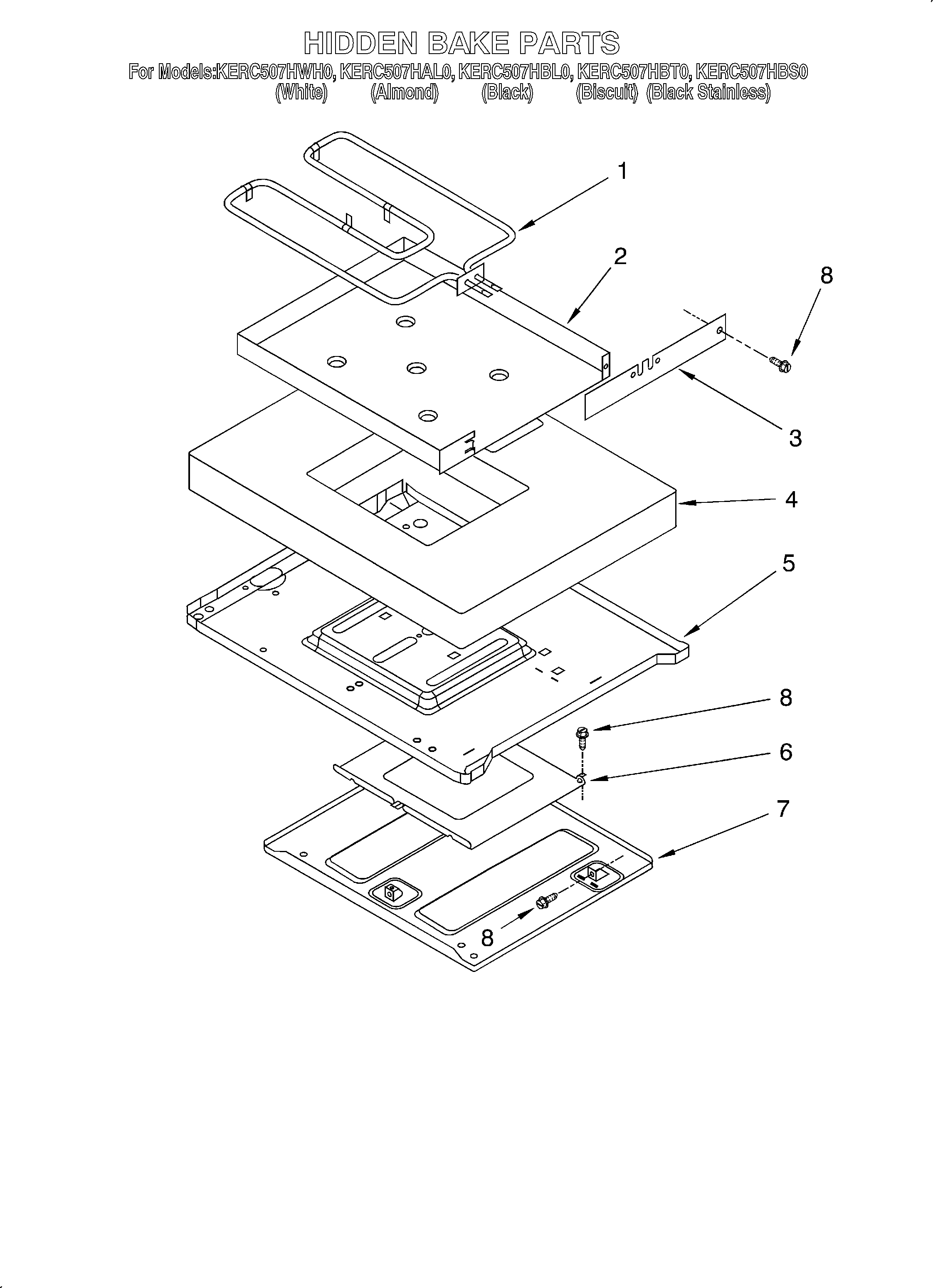 KitchenAid KERC507HBT0 hidden bake/optional diagram