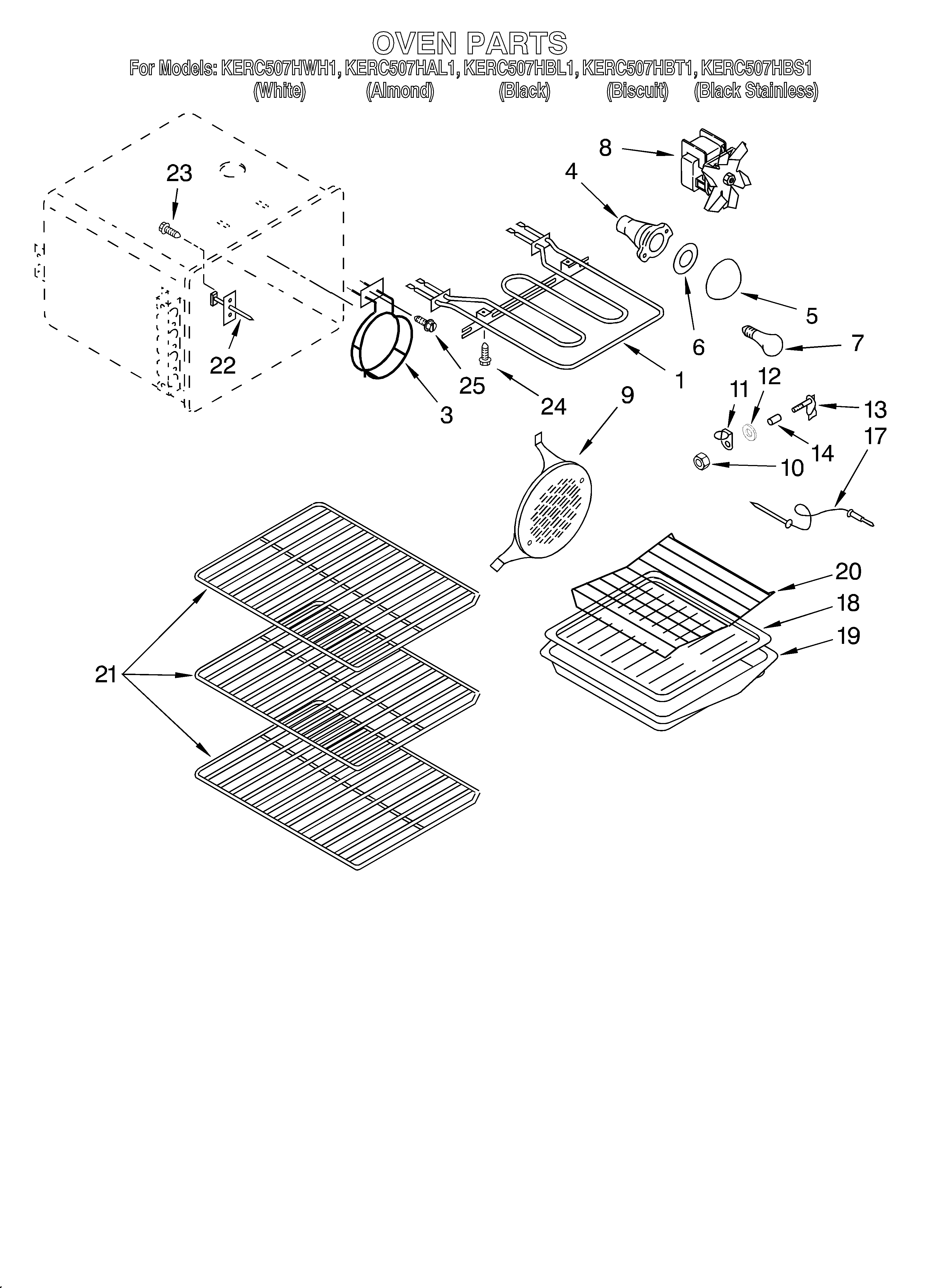KitchenAid KERC507HAL1 oven diagram