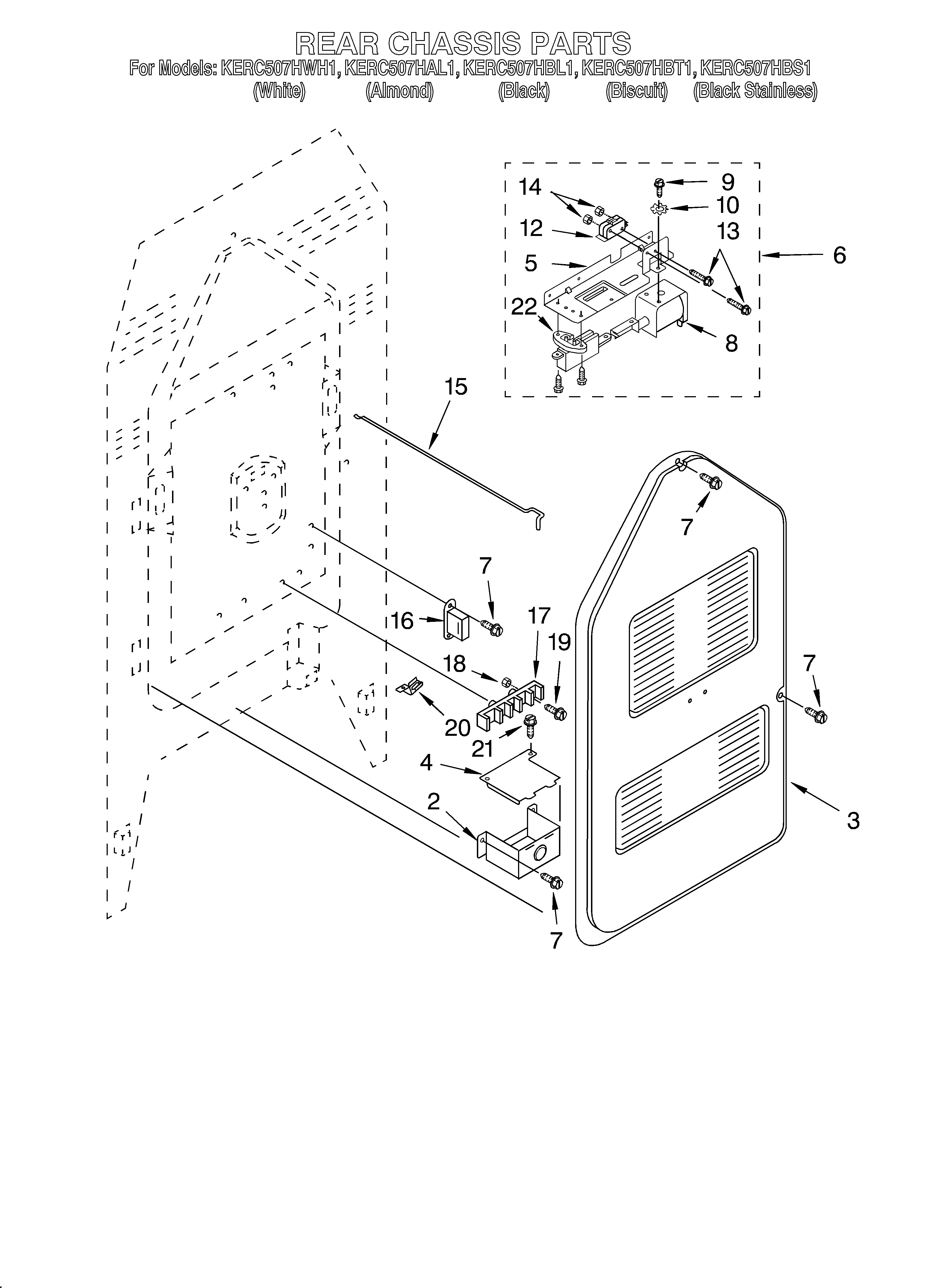 KitchenAid KERC507HAL1 rear chassis diagram