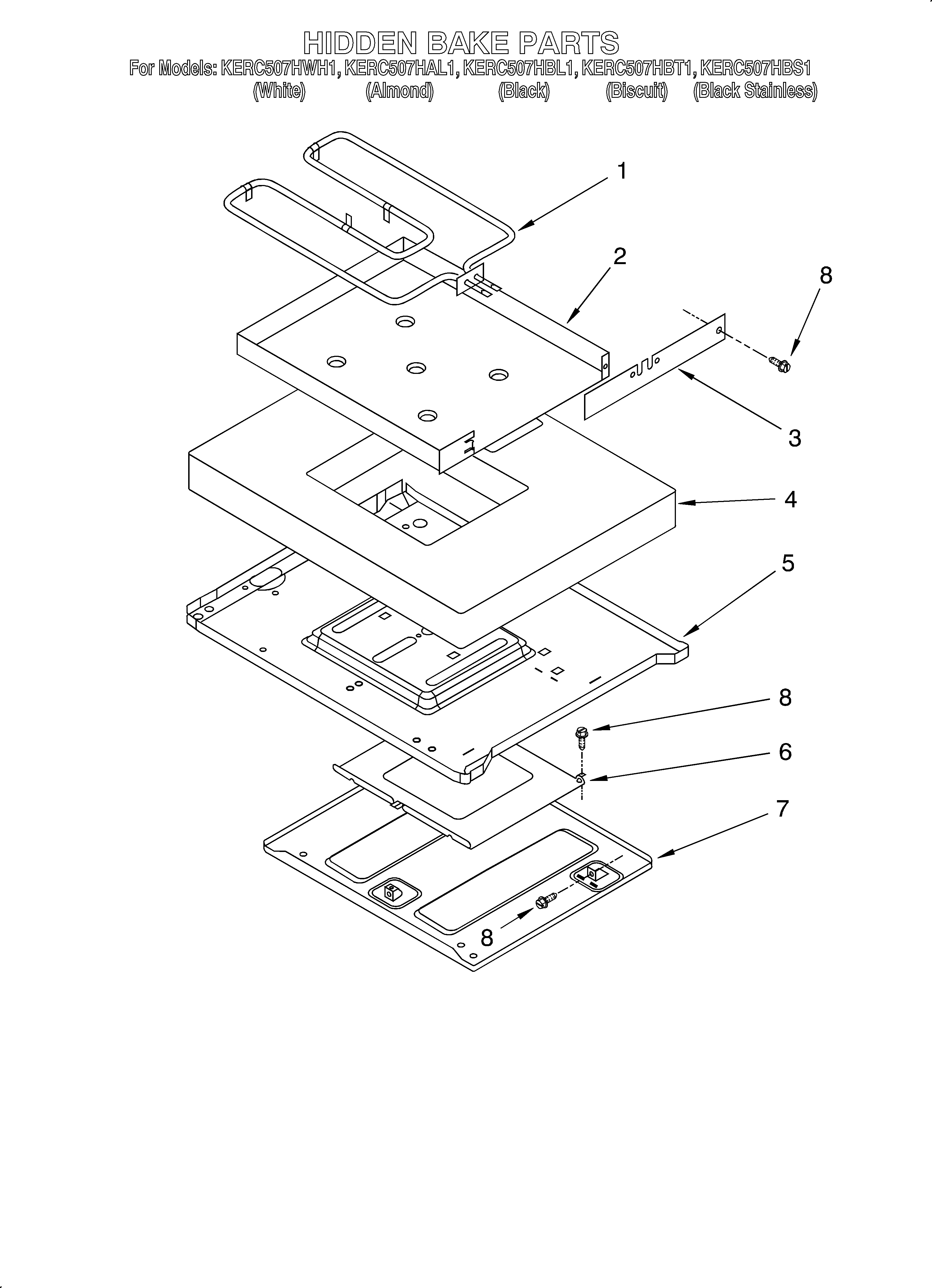KitchenAid KERC507HAL1 hidden bake diagram