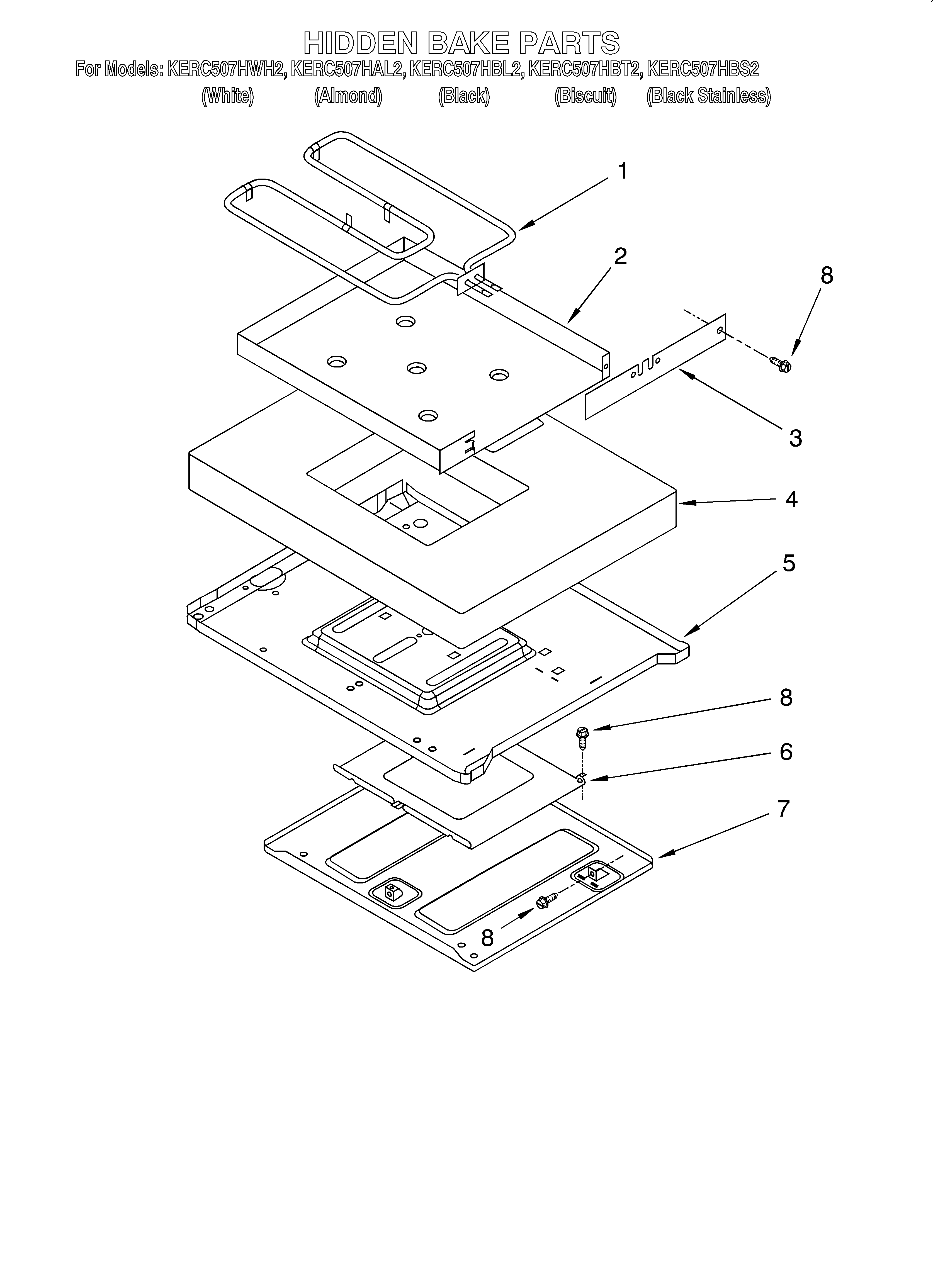 KitchenAid KERC507HBL2 hidden bake diagram