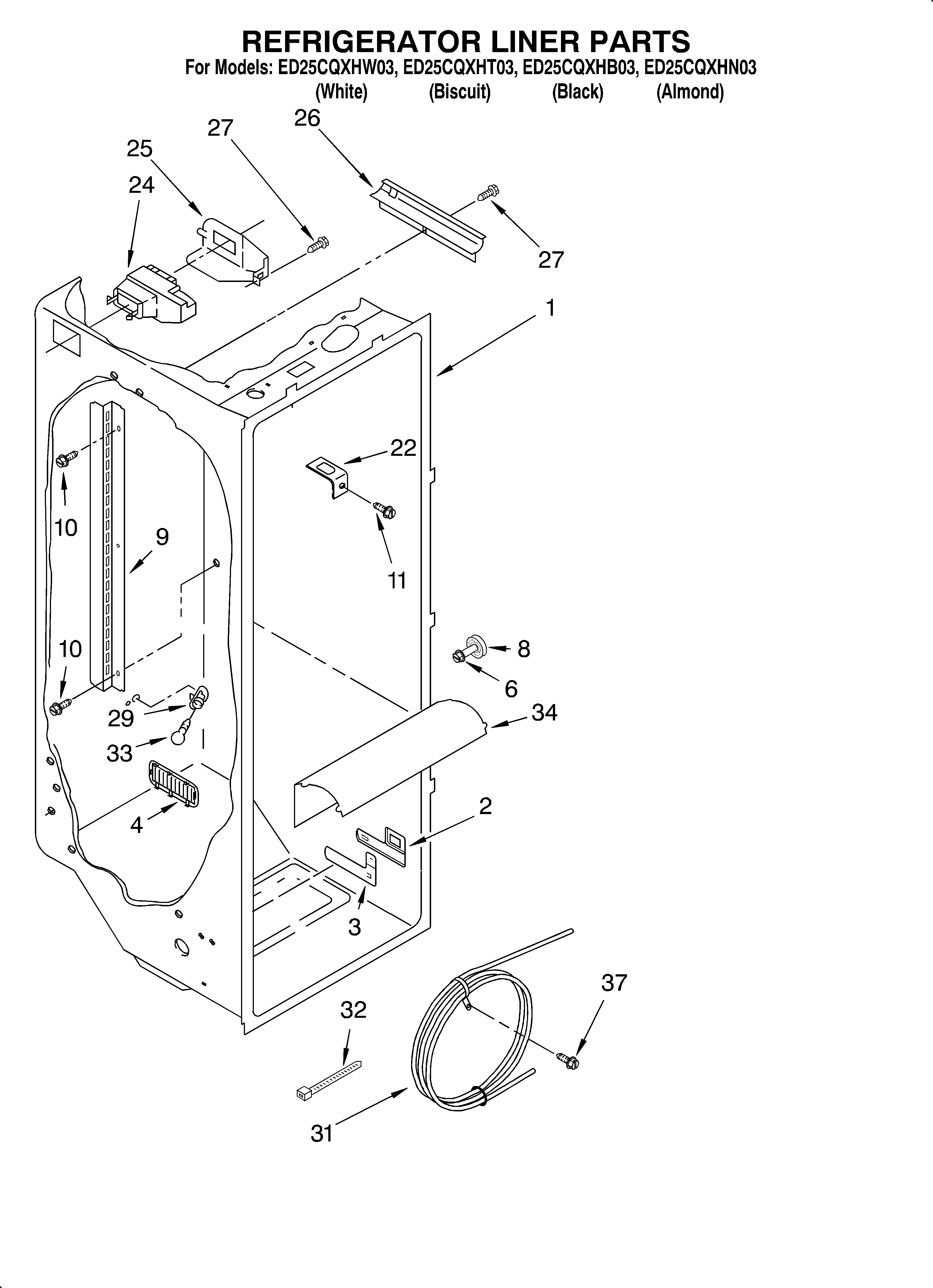 Whirlpool ED25CQXHW03 refrigerator liner diagram