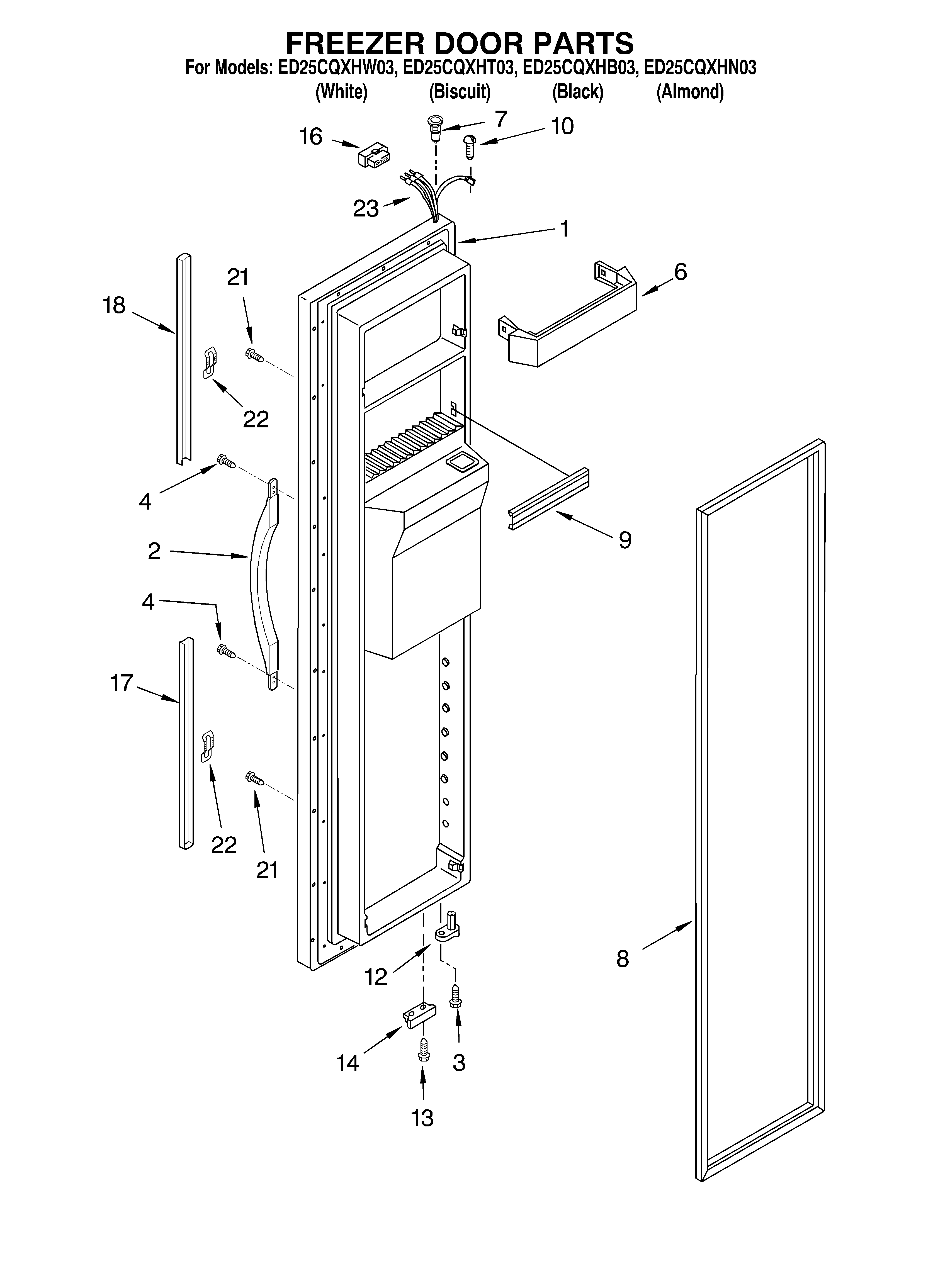 Whirlpool ED25CQXHW03 freezer door diagram