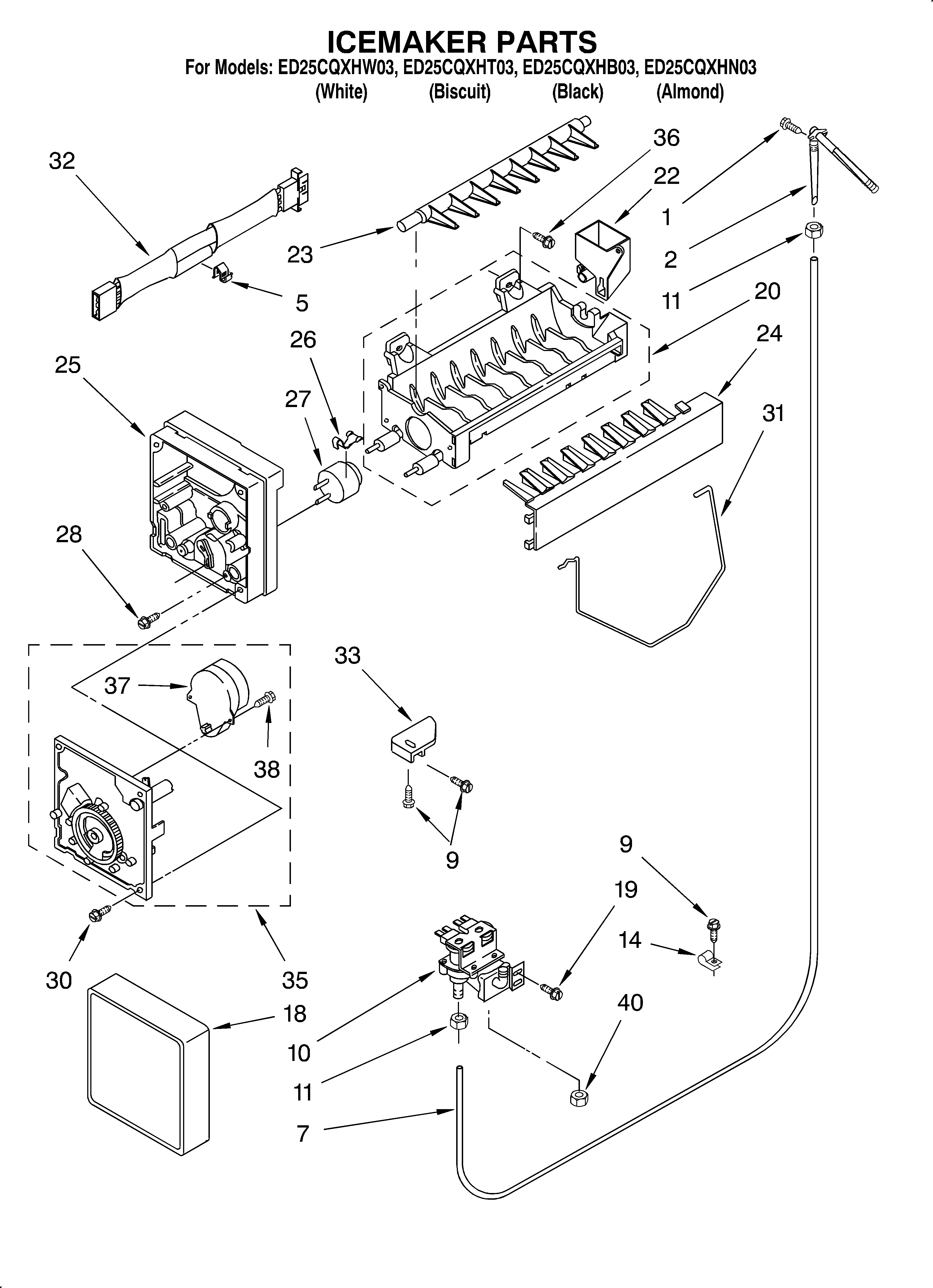 Whirlpool ED25CQXHW03 ice maker/optional diagram