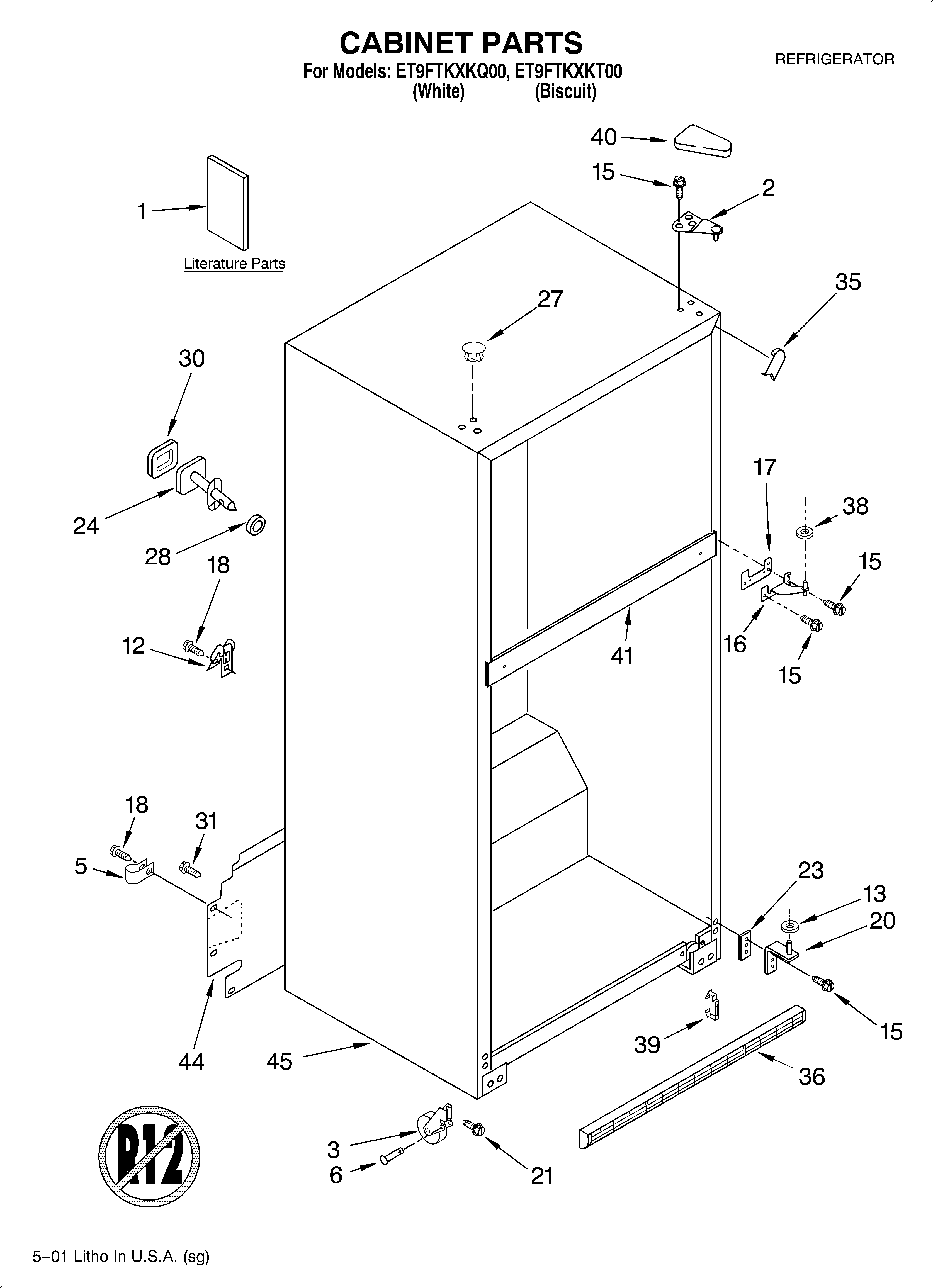 Whirlpool ET9FTKXKQ00 cabinet/literature diagram