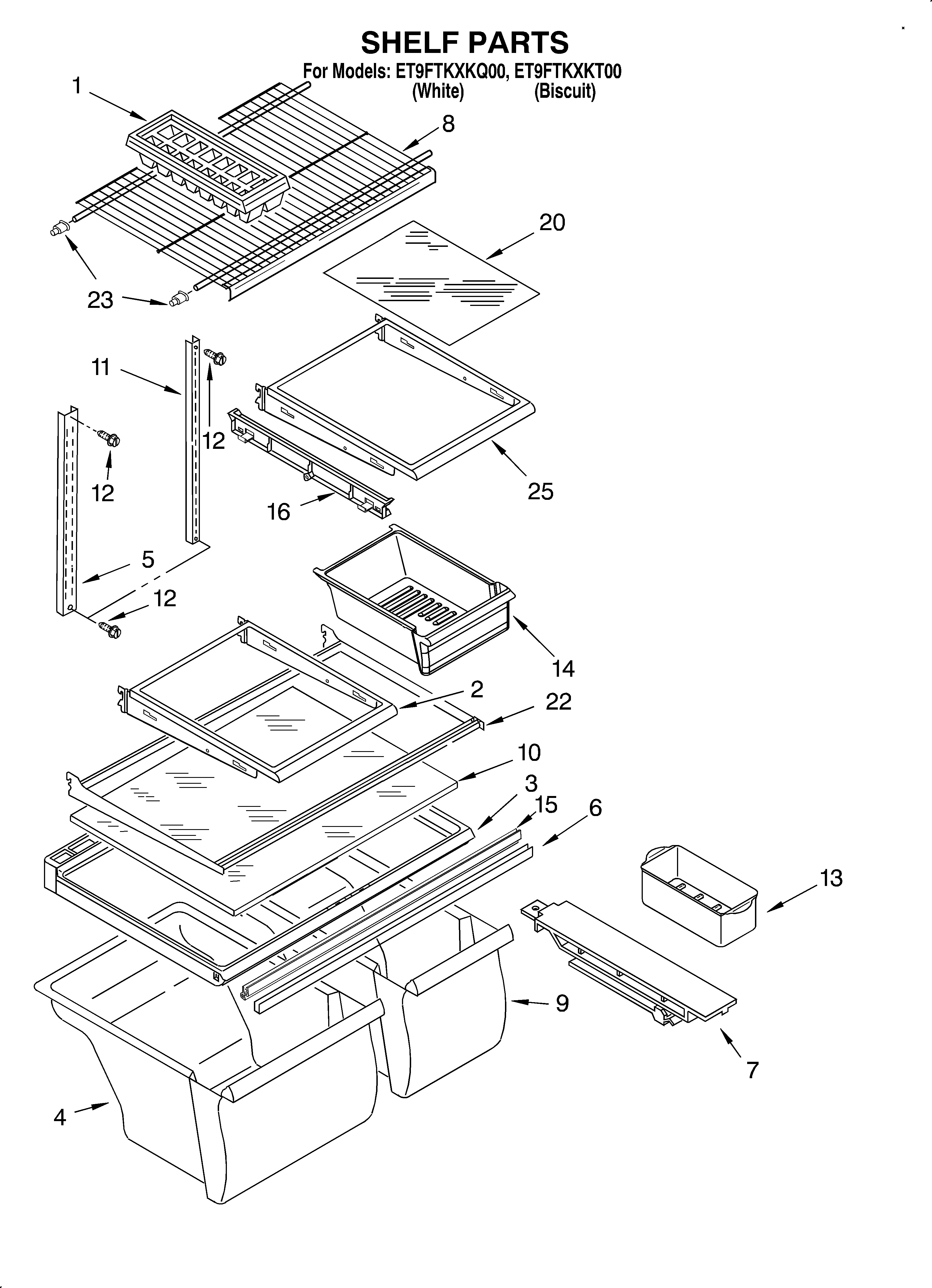 Whirlpool ET9FTKXKQ00 shelf/optional diagram