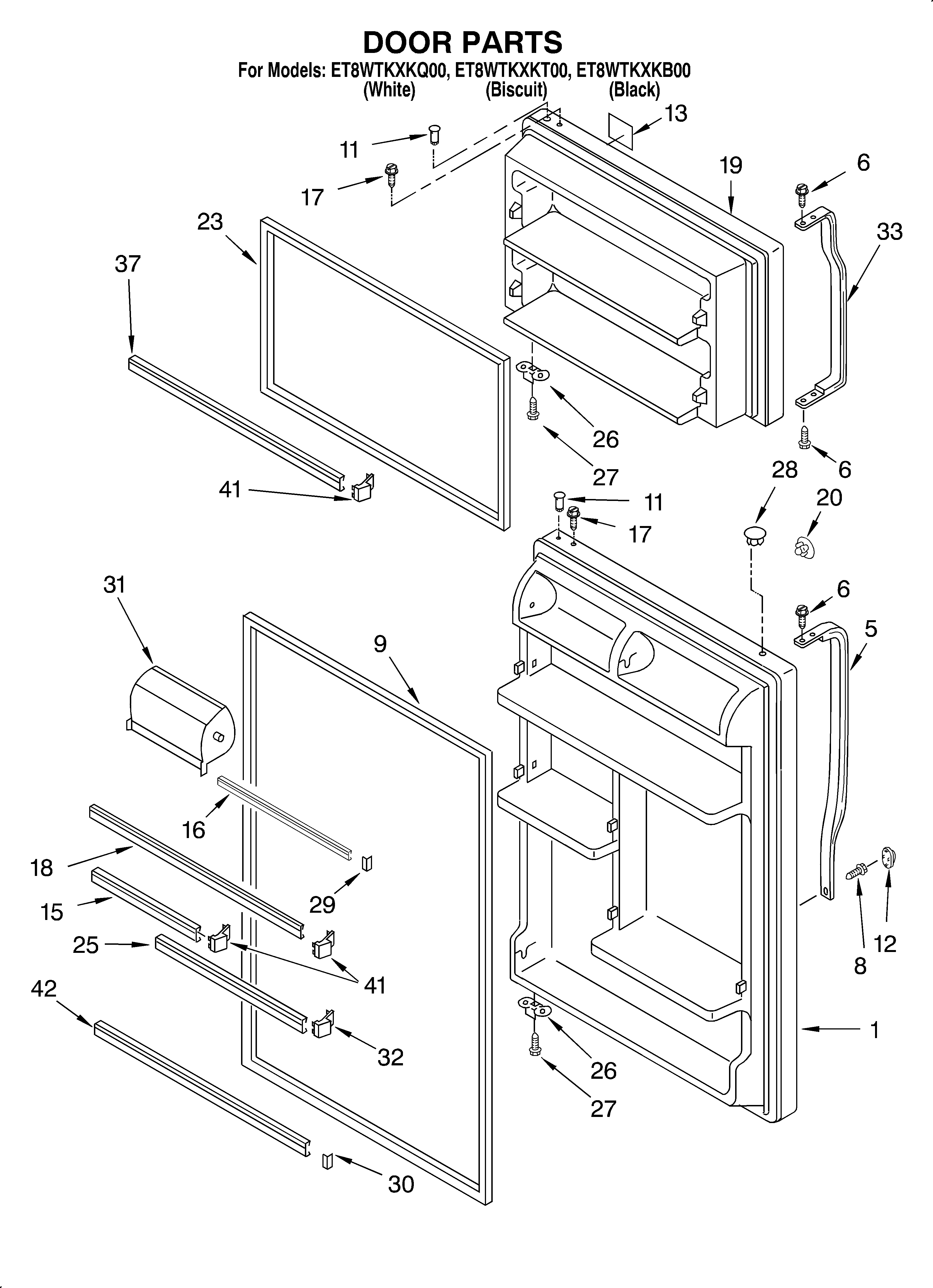 Whirlpool ET8WTKXKT00 door diagram