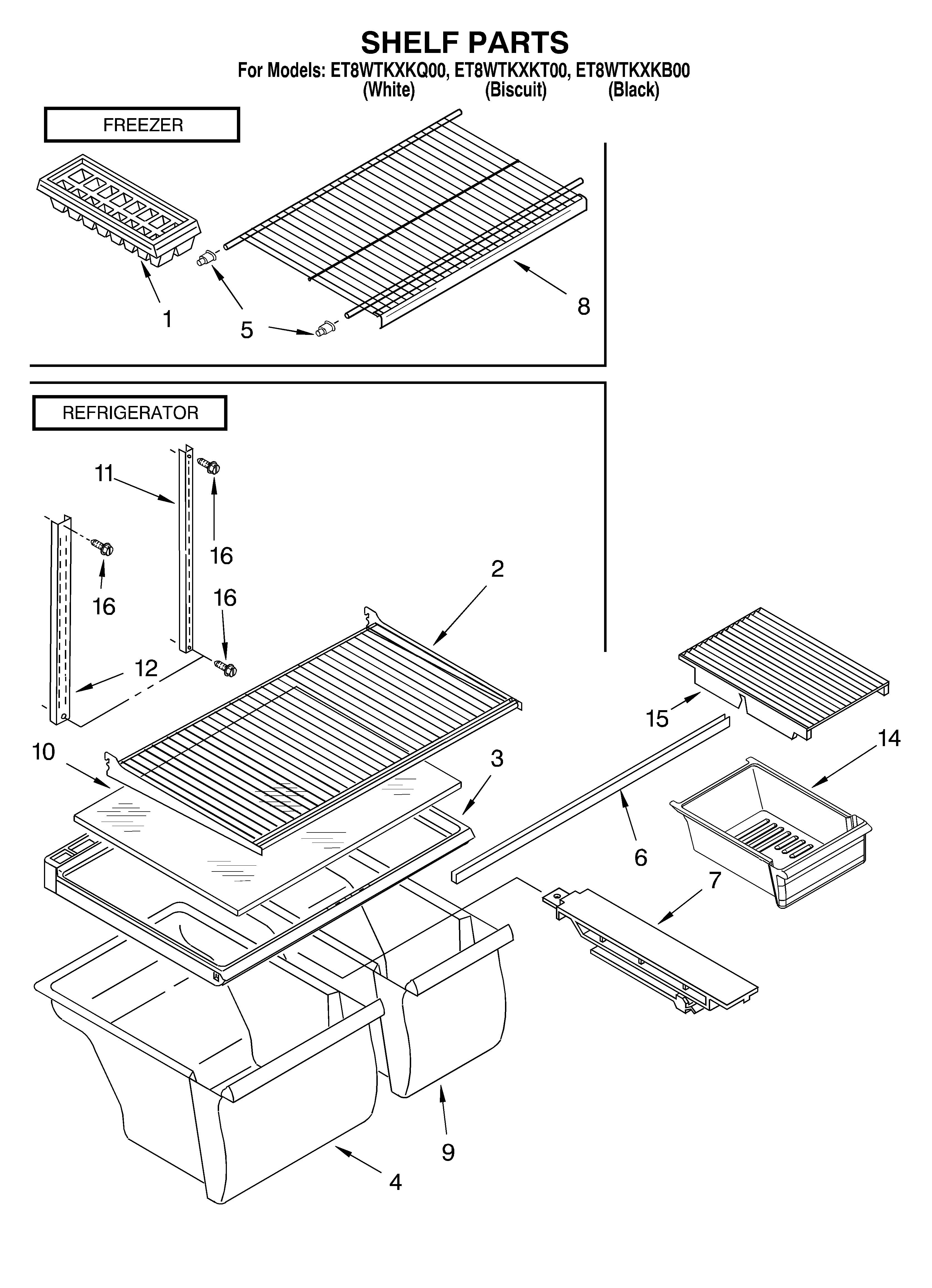 Whirlpool ET8WTKXKT00 shelf diagram