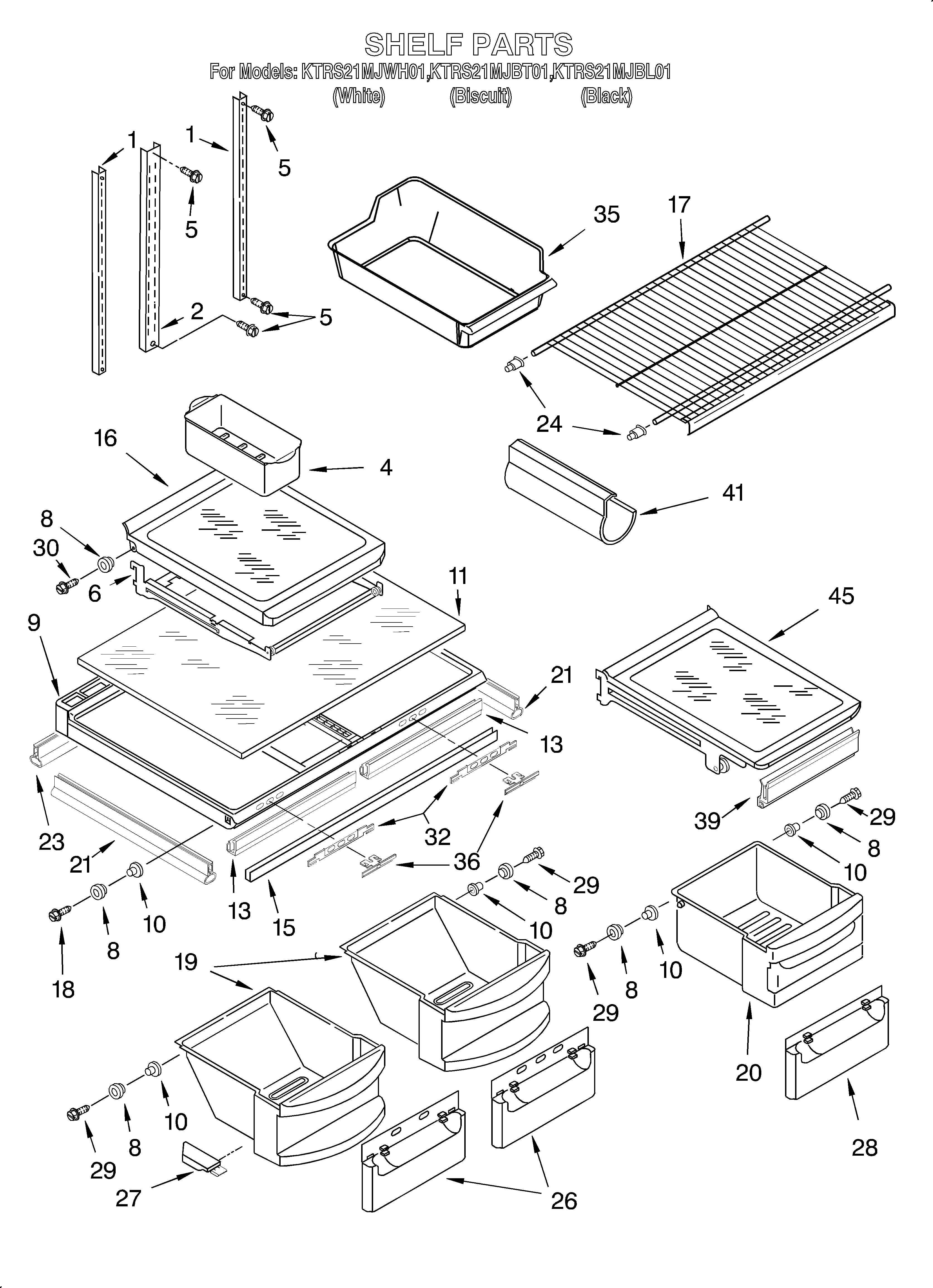 KitchenAid KTRS21MJBT01 shelf diagram