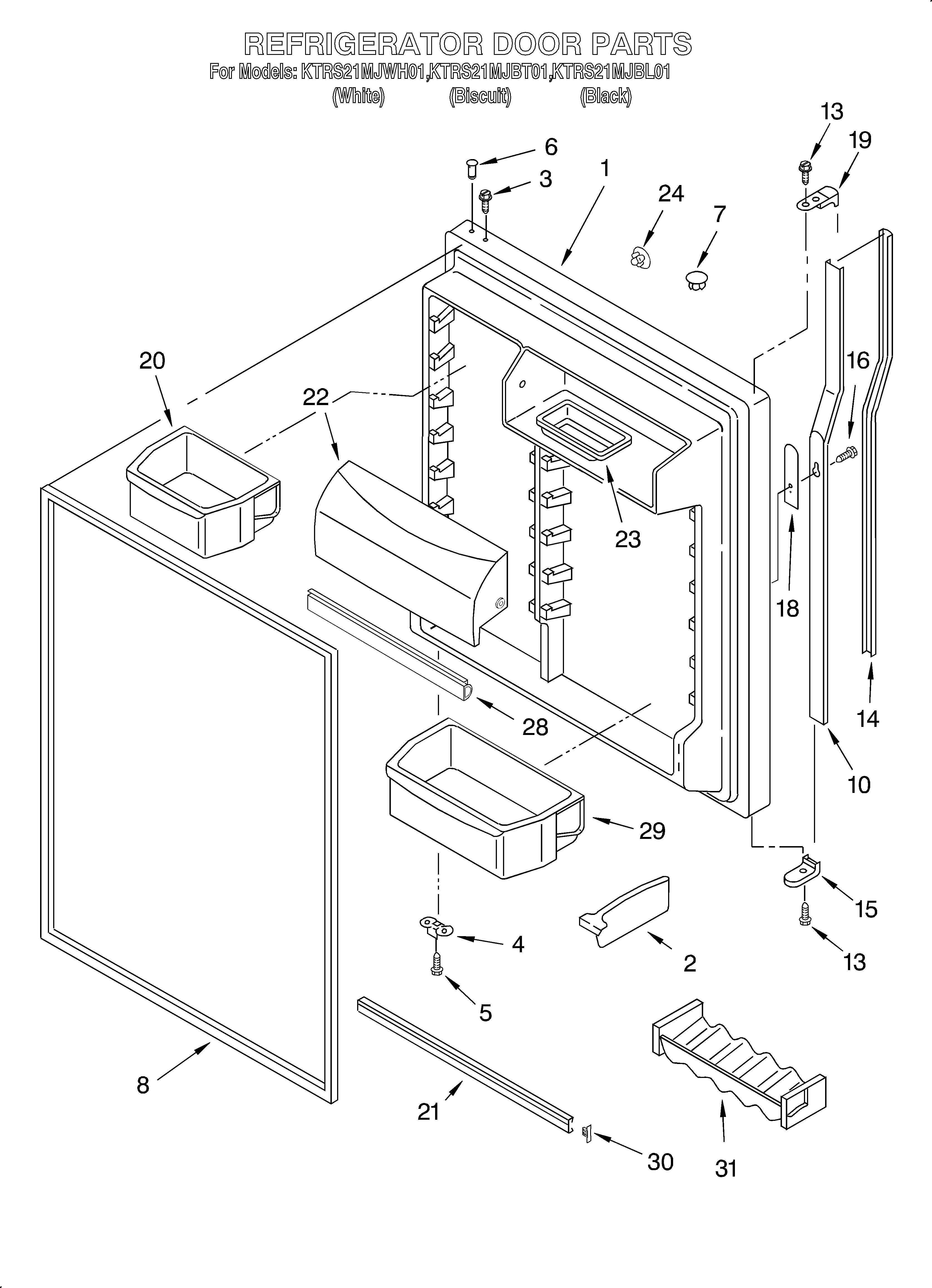 KitchenAid KTRS21MJBT01 refrigerator door diagram
