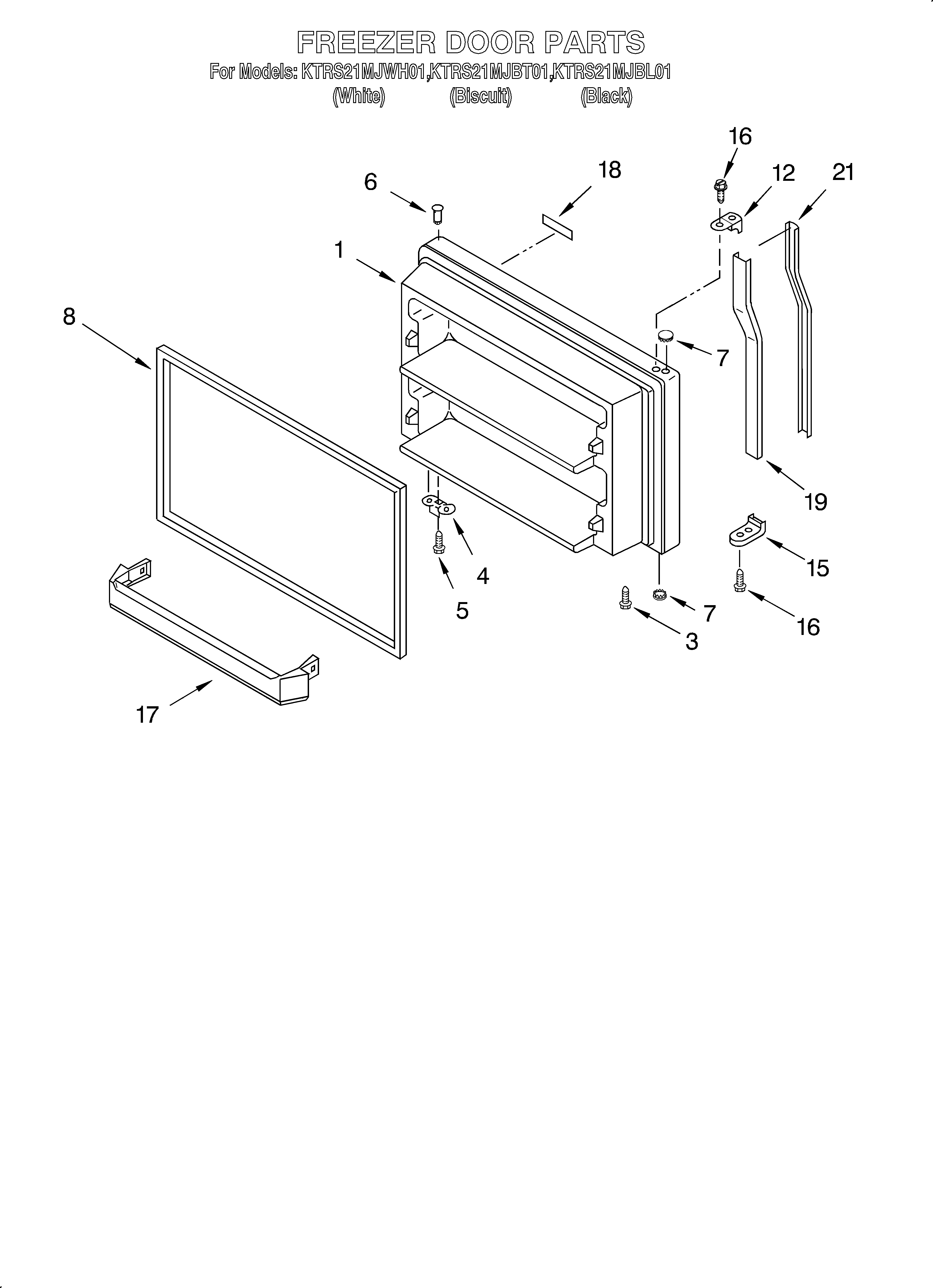 KitchenAid KTRS21MJBT01 freezer door/optional diagram