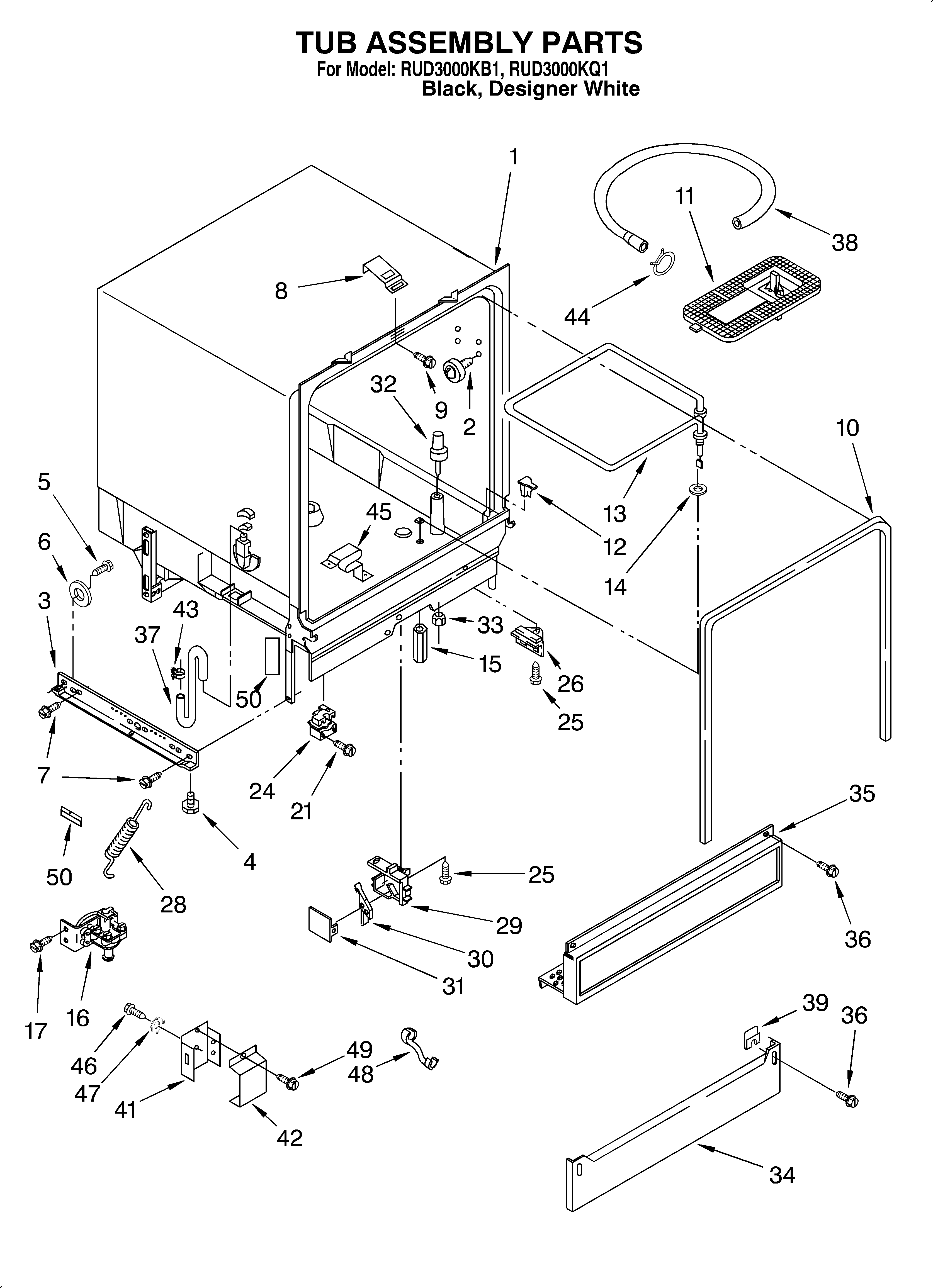 Roper RUD3000KQ1 tub assembly diagram