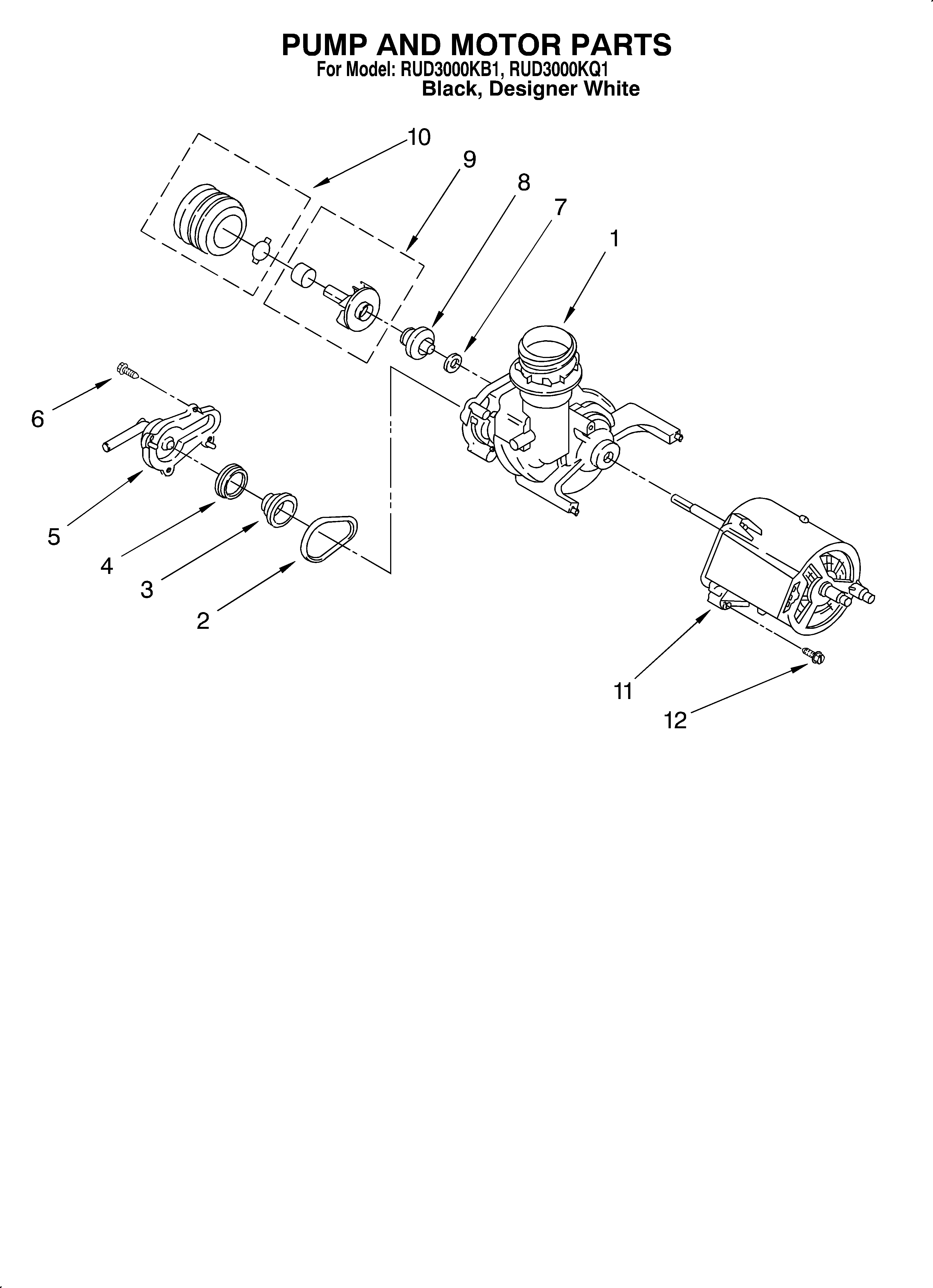 Roper RUD3000KQ1 pump and motor diagram