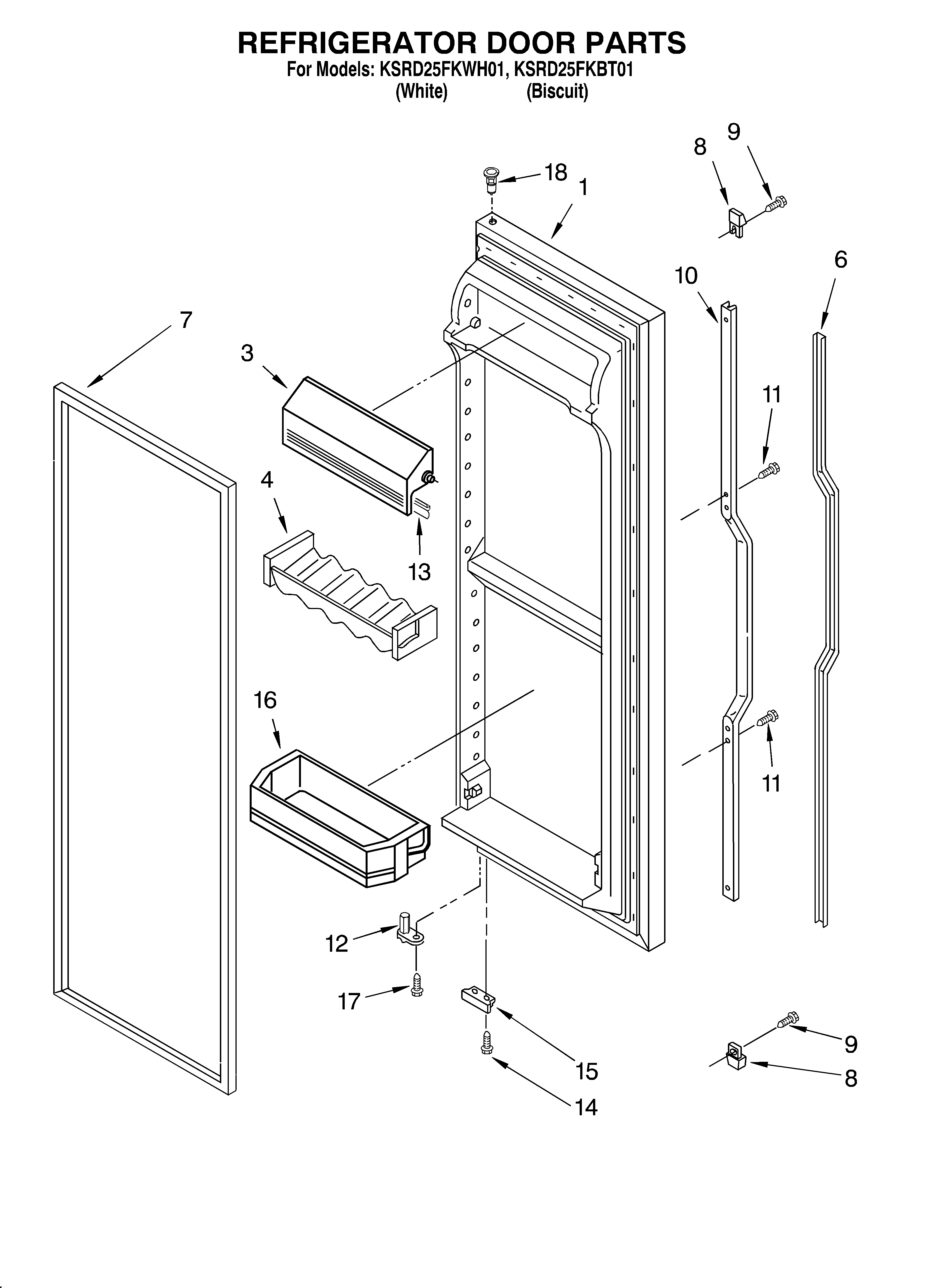 KitchenAid KSRD25FKBT01 refrigerator door diagram