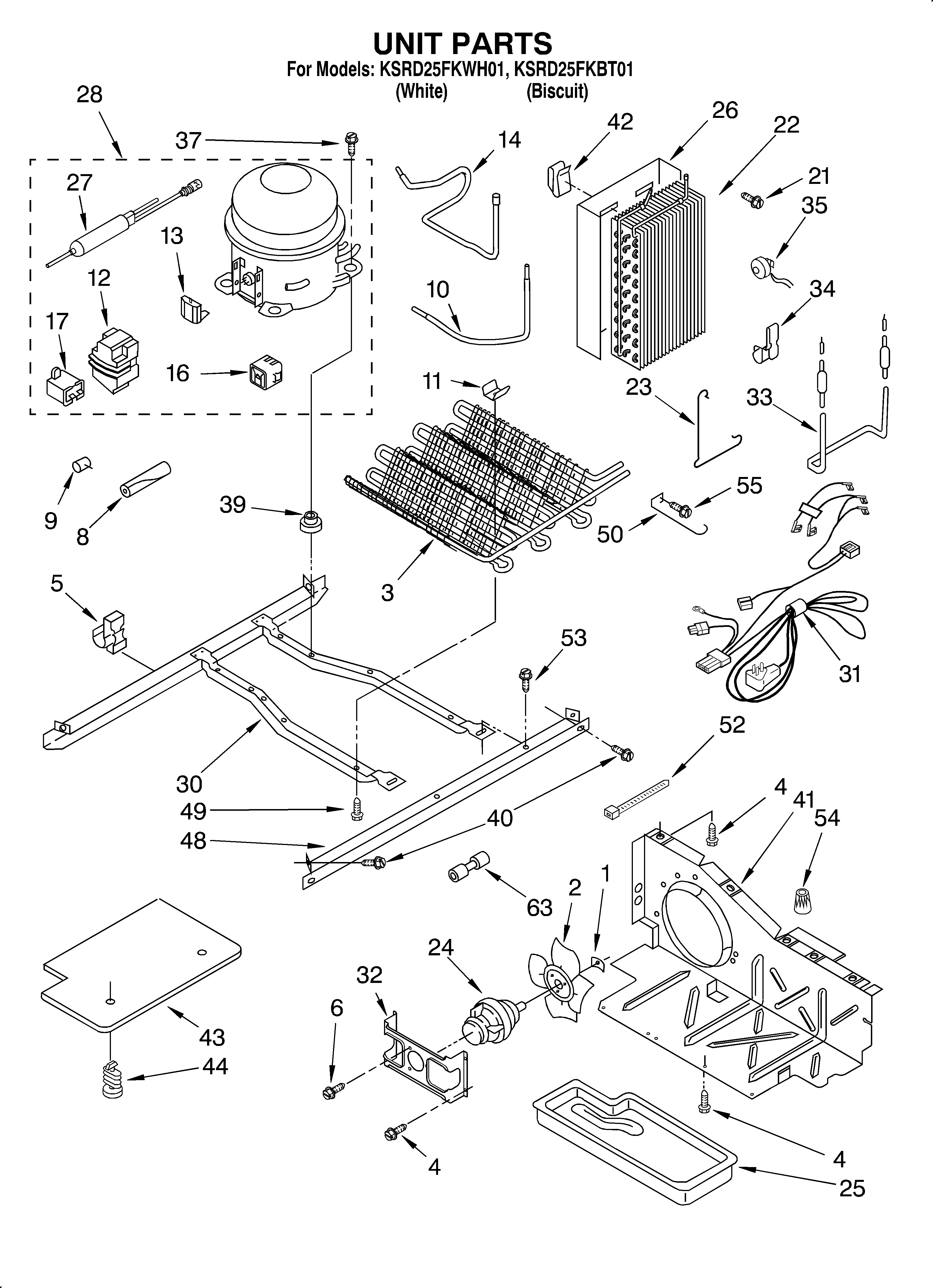 KitchenAid KSRD25FKBT01 unit diagram