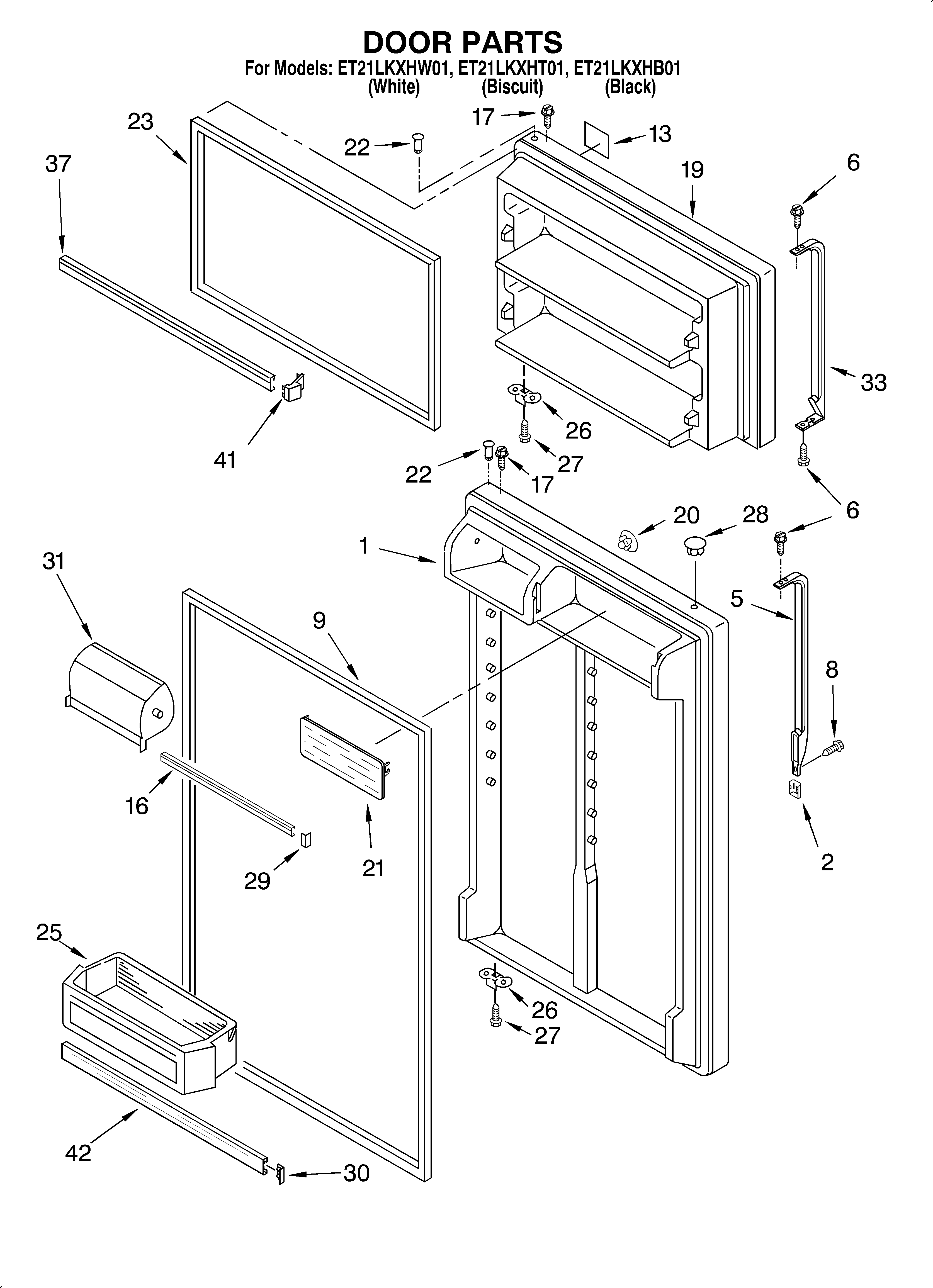 Whirlpool ET21LKXHW01 door diagram