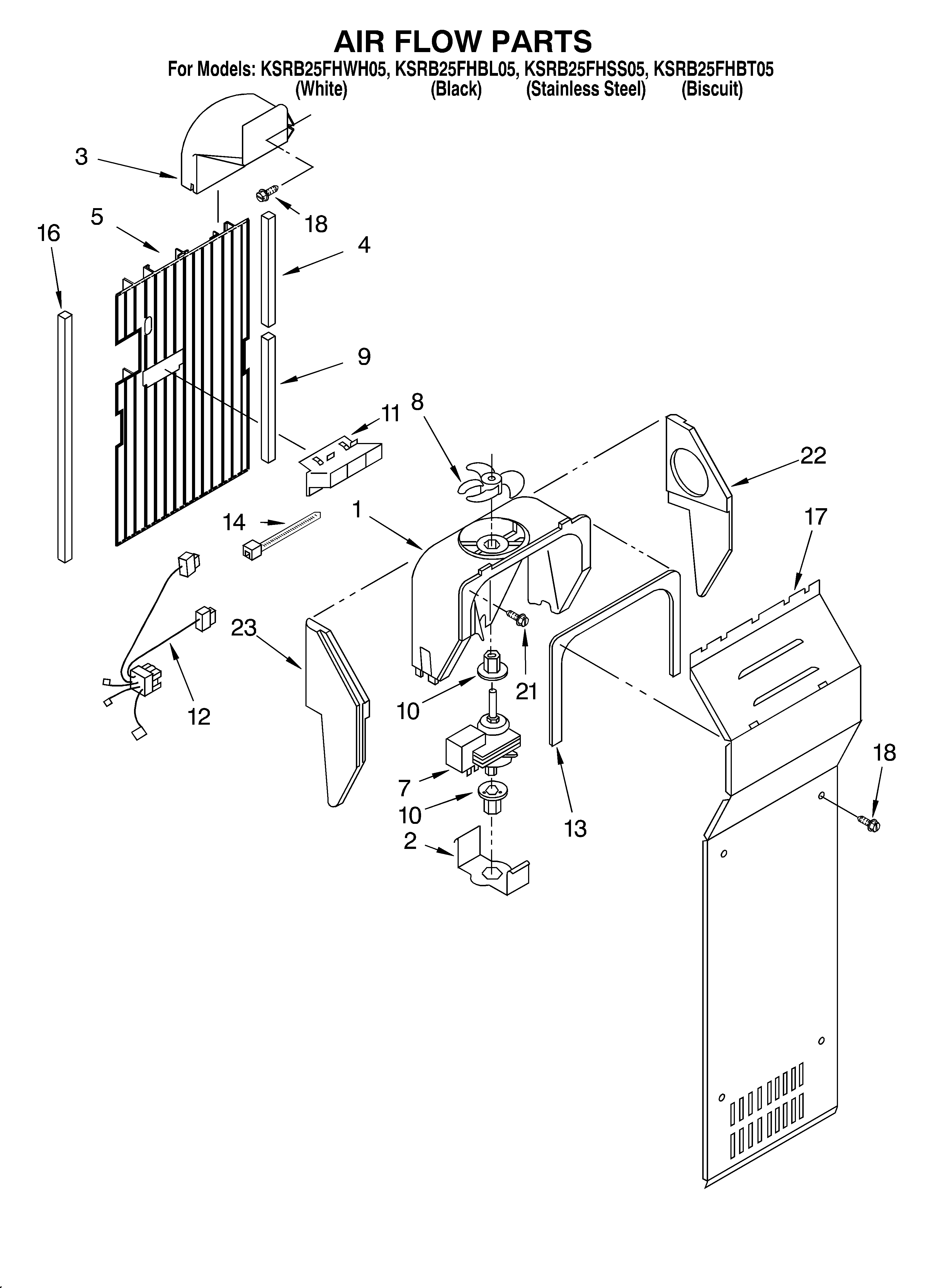 KitchenAid KSRB25FHWH05 air flow diagram