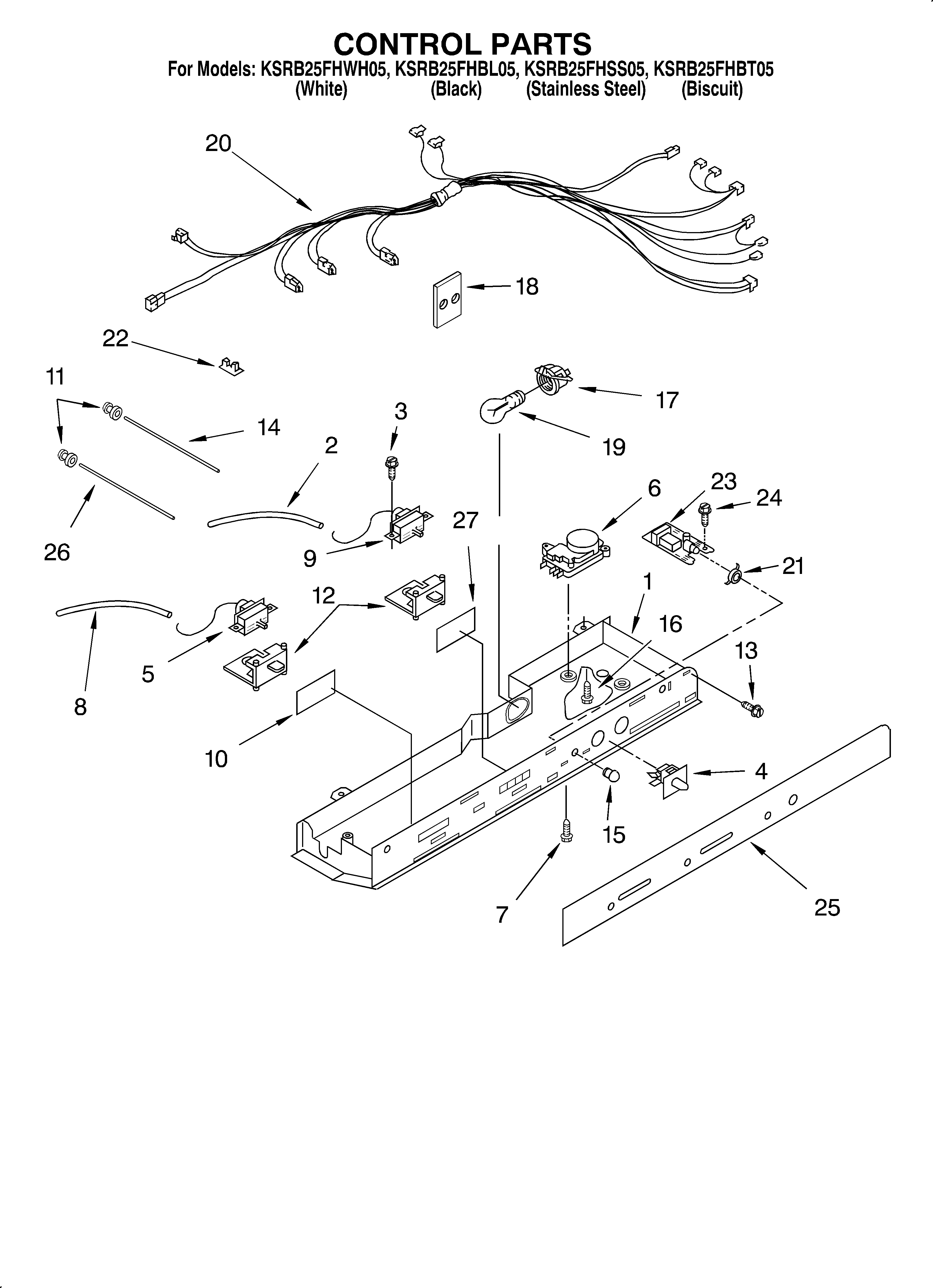 KitchenAid KSRB25FHWH05 control diagram