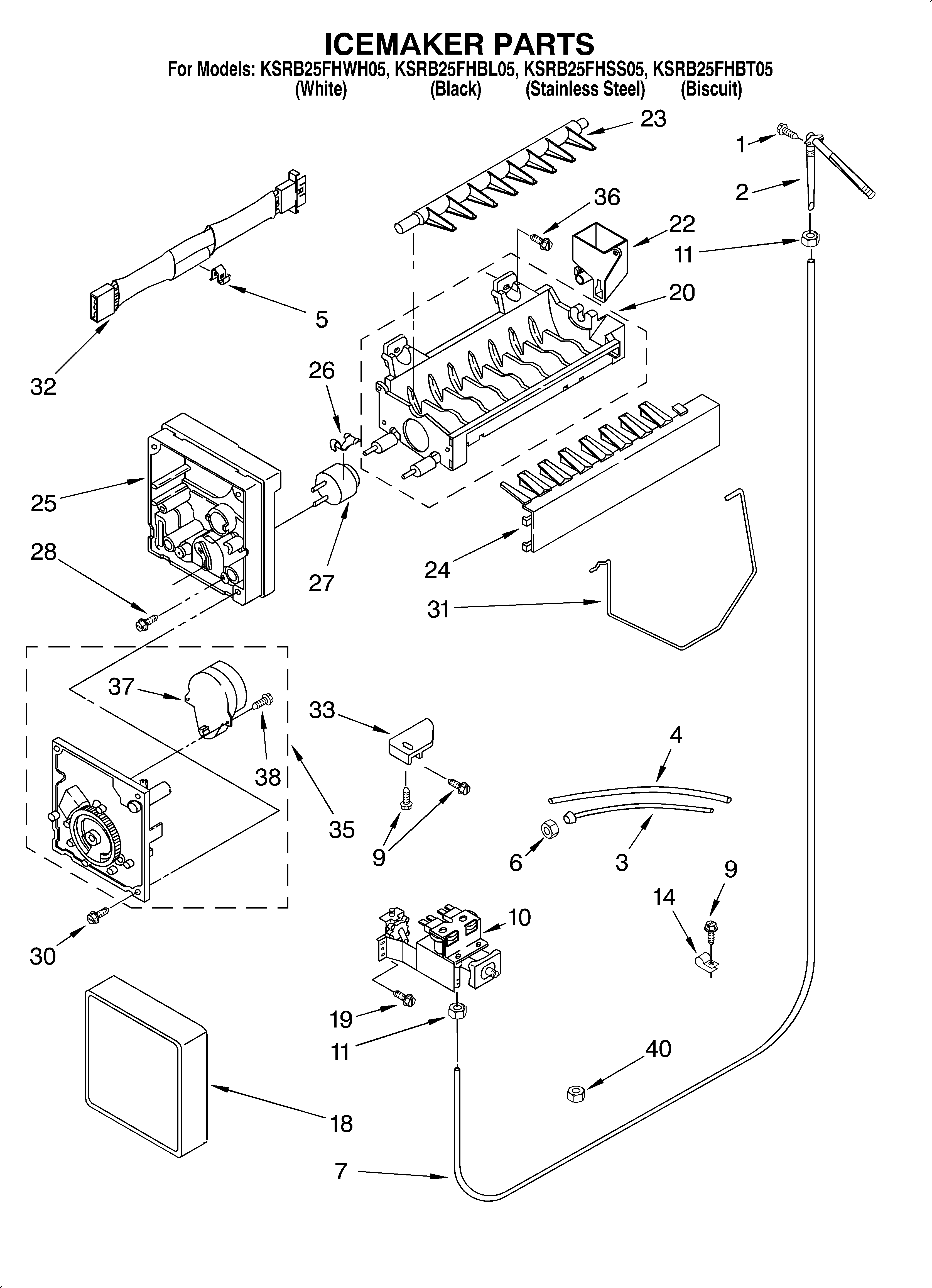 KitchenAid KSRB25FHWH05 ice maker/optional diagram