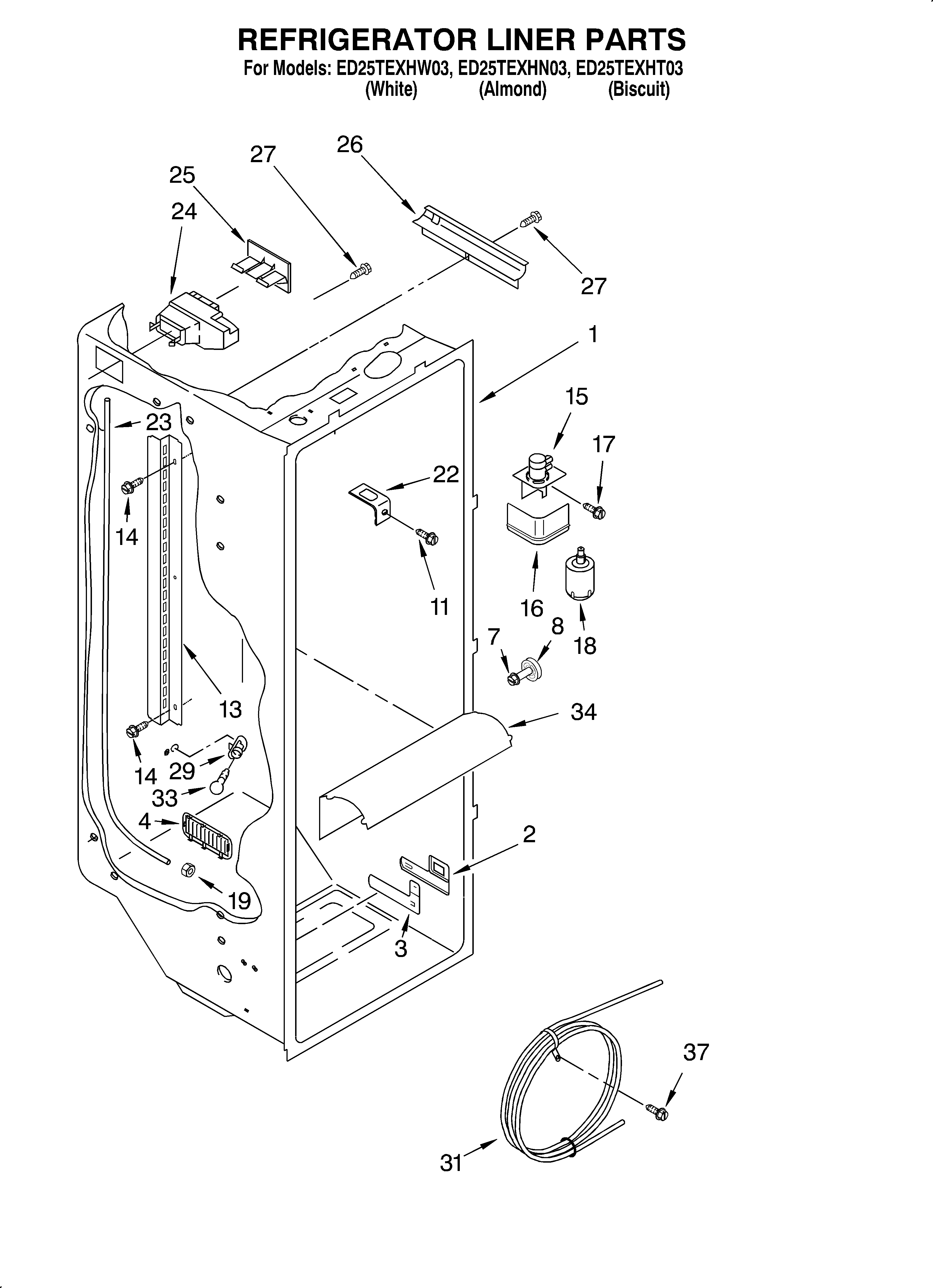 Whirlpool ED25TEXHT03 refrigerator liner diagram