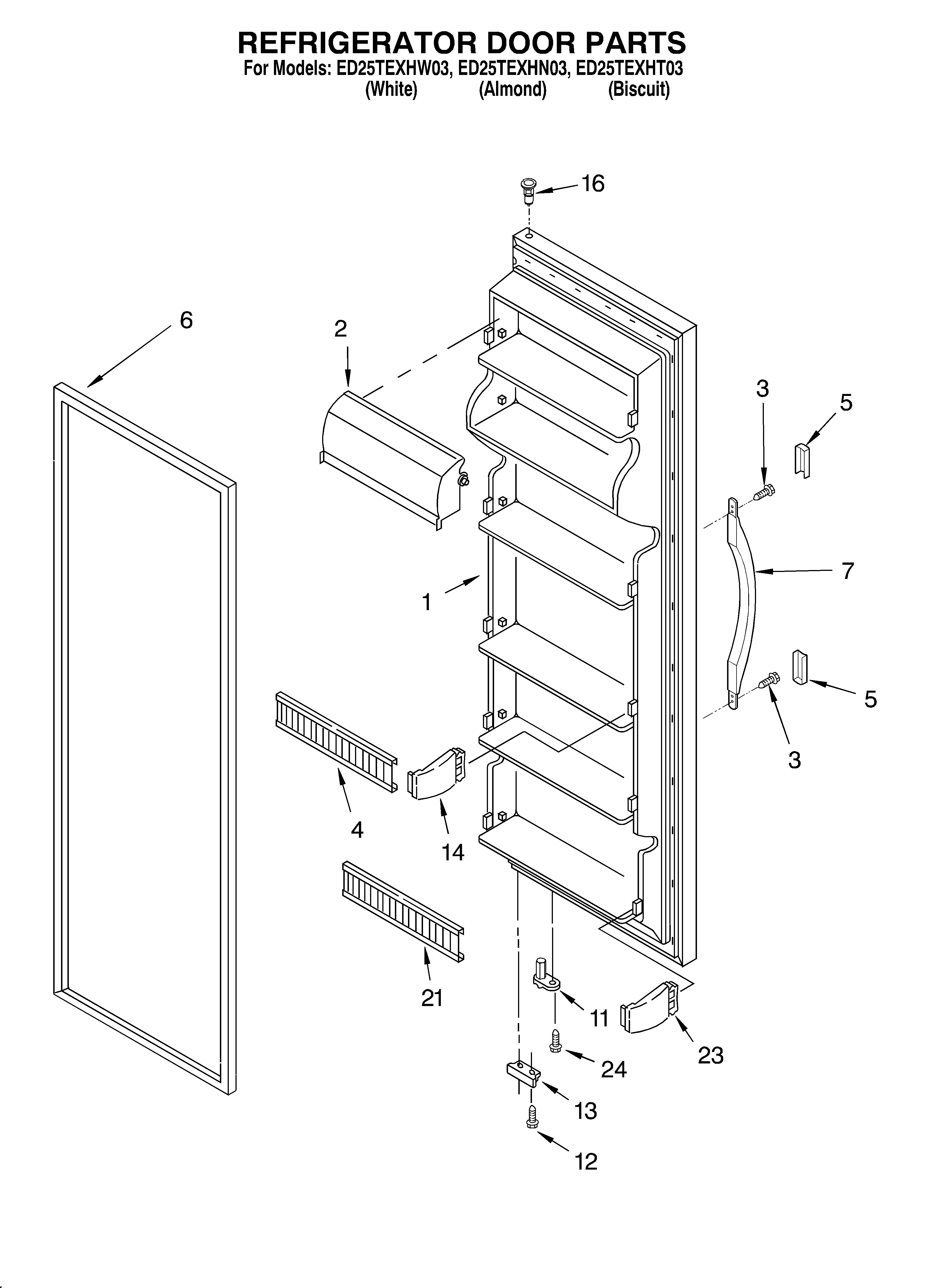 Whirlpool ED25TEXHT03 refrigerator door diagram