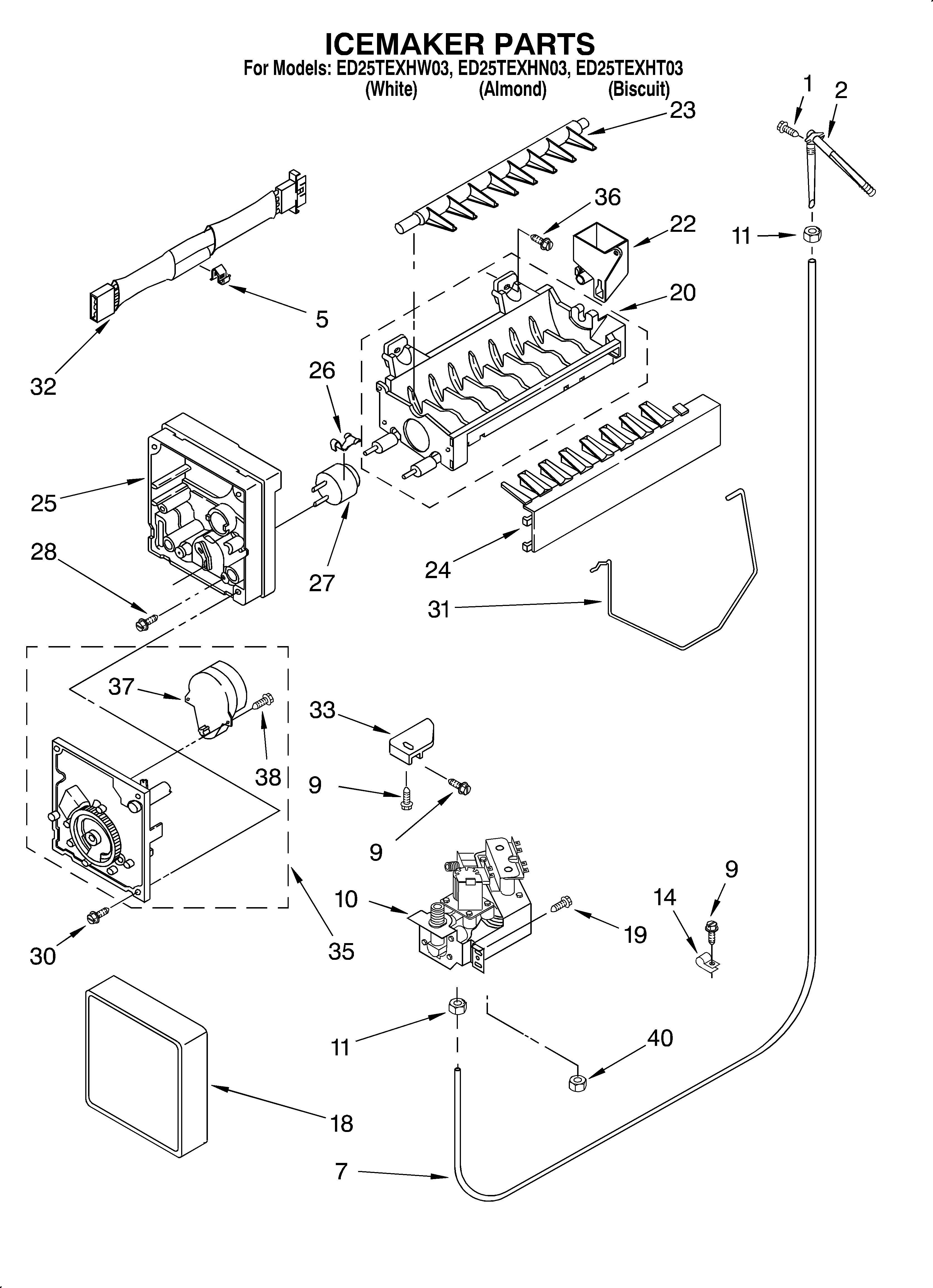 Whirlpool ED25TEXHT03 ice maker/optional diagram