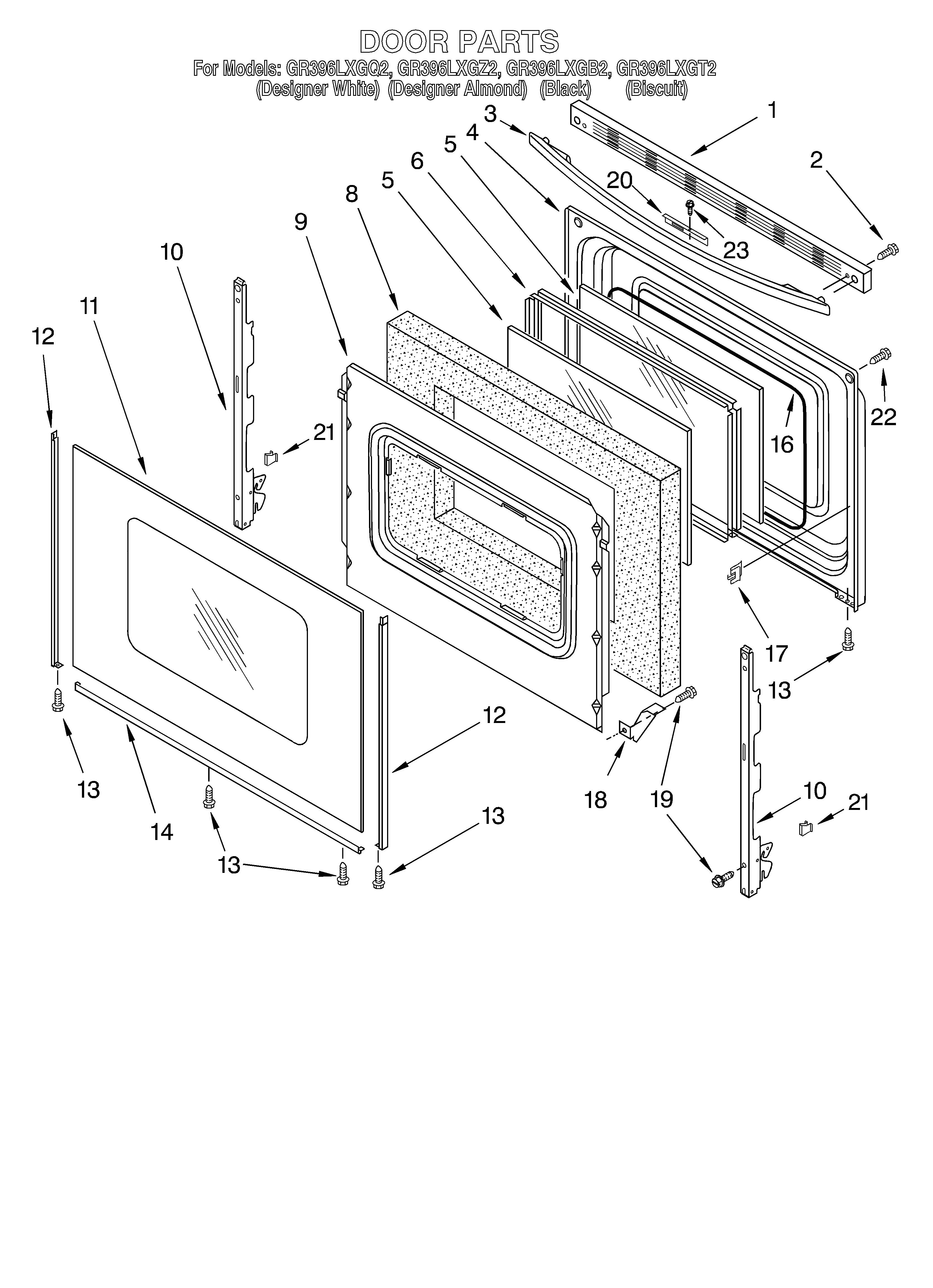 Whirlpool GR396LXGT2 door/optional diagram