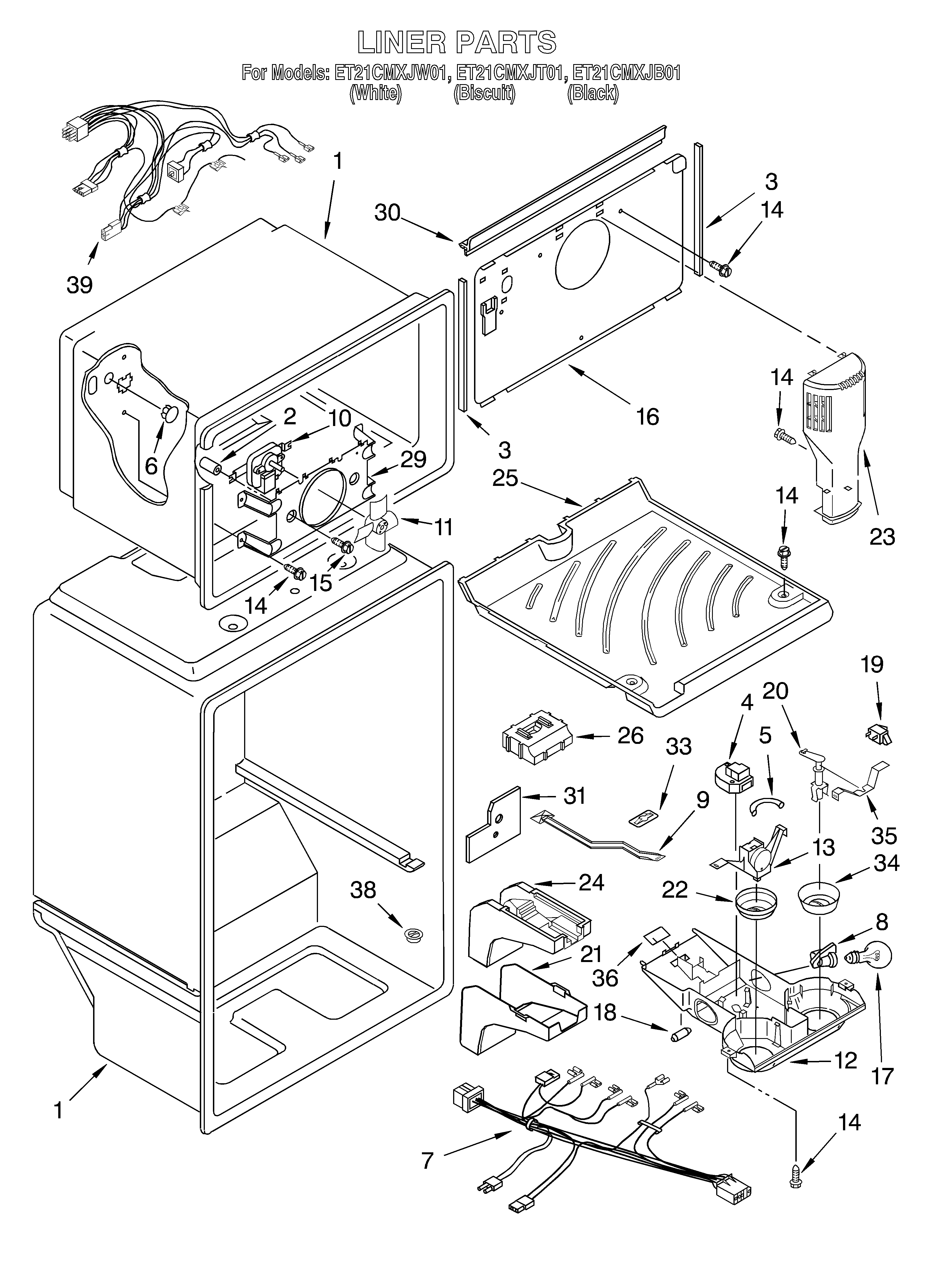 Whirlpool ET21CMXJW01 liner diagram