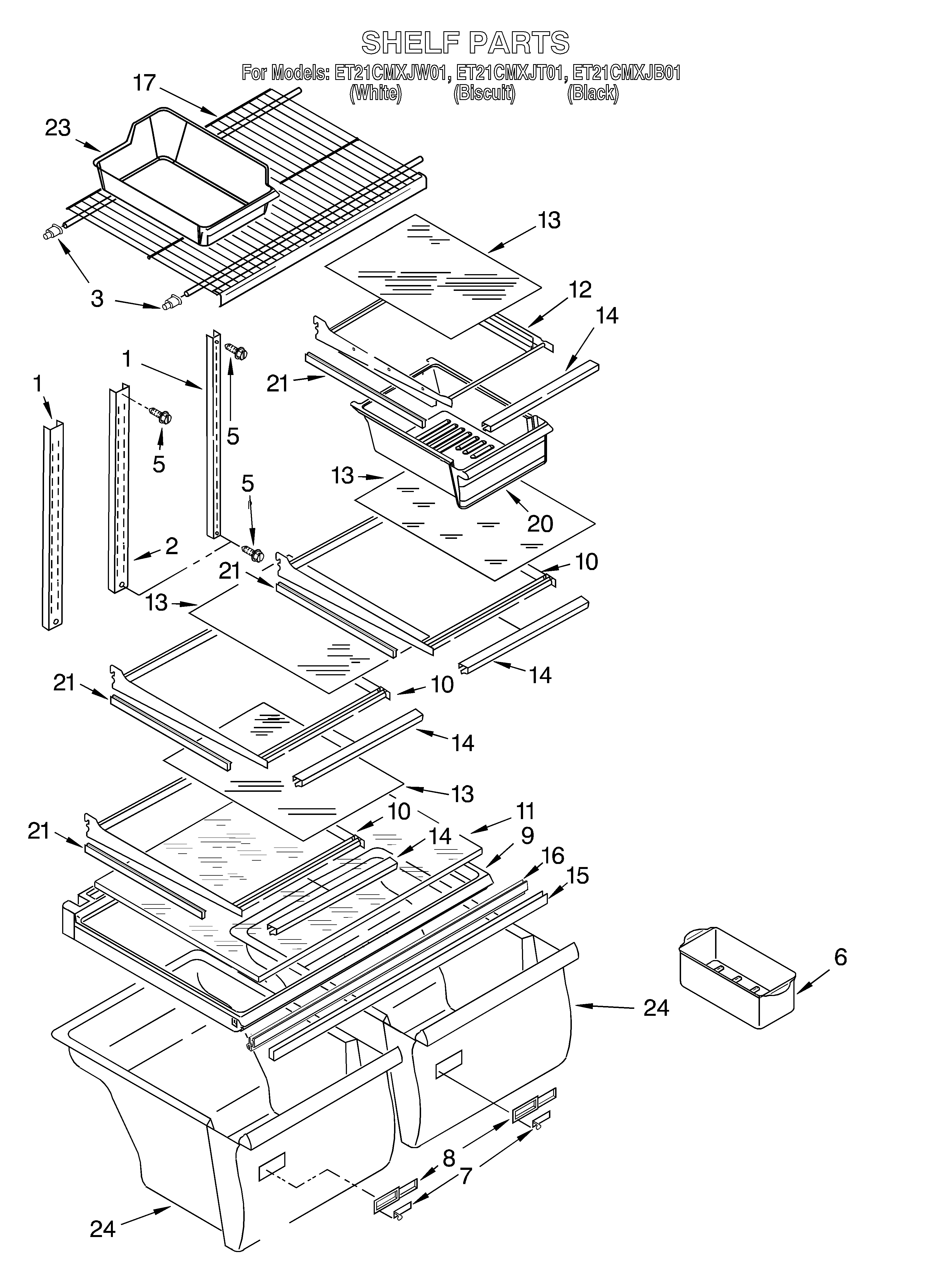 Whirlpool ET21CMXJW01 shelf/optional diagram